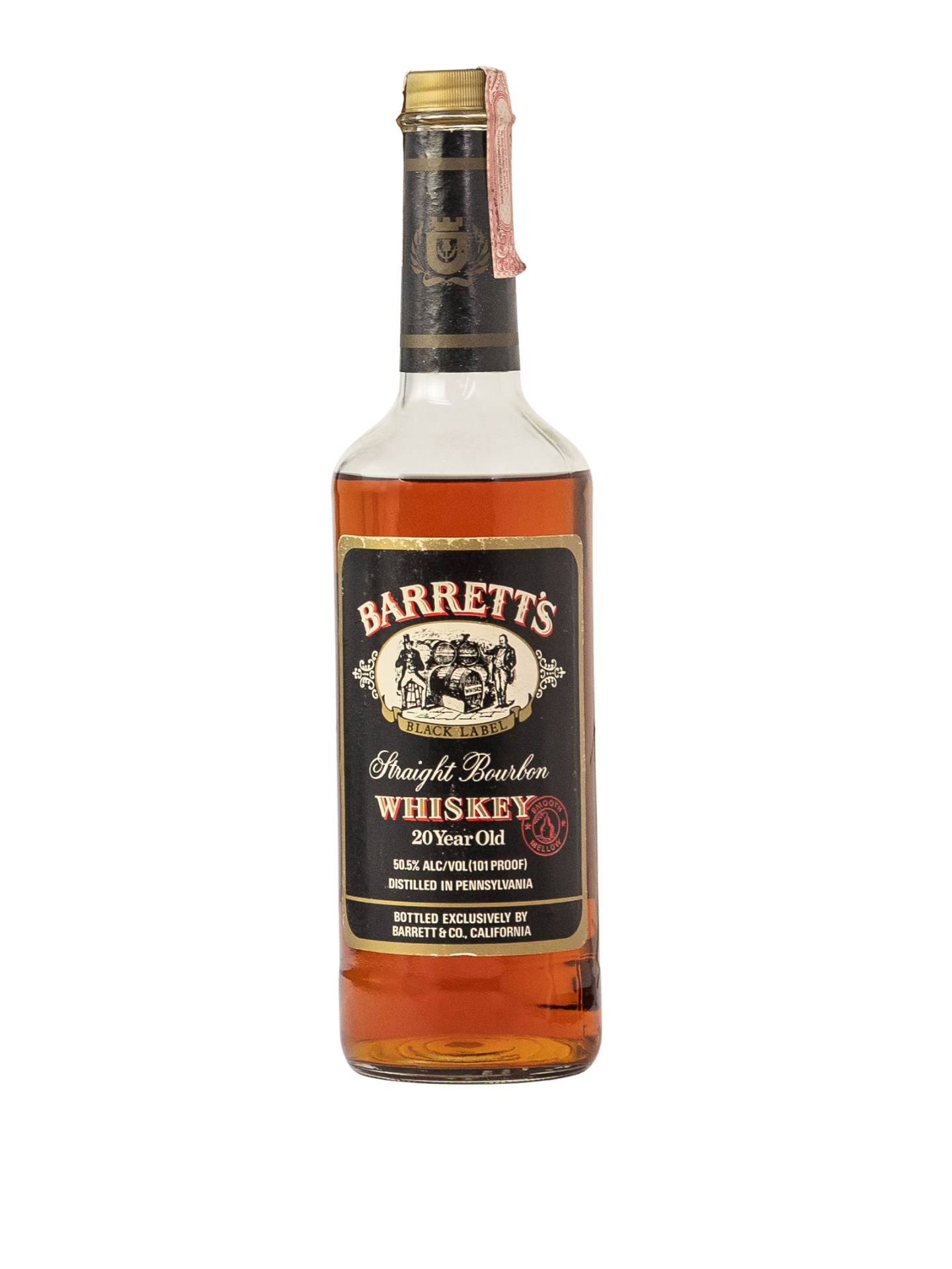 Barrett's Black Label 20yr Pennsylvania Bourbon 750ml circa 1990
