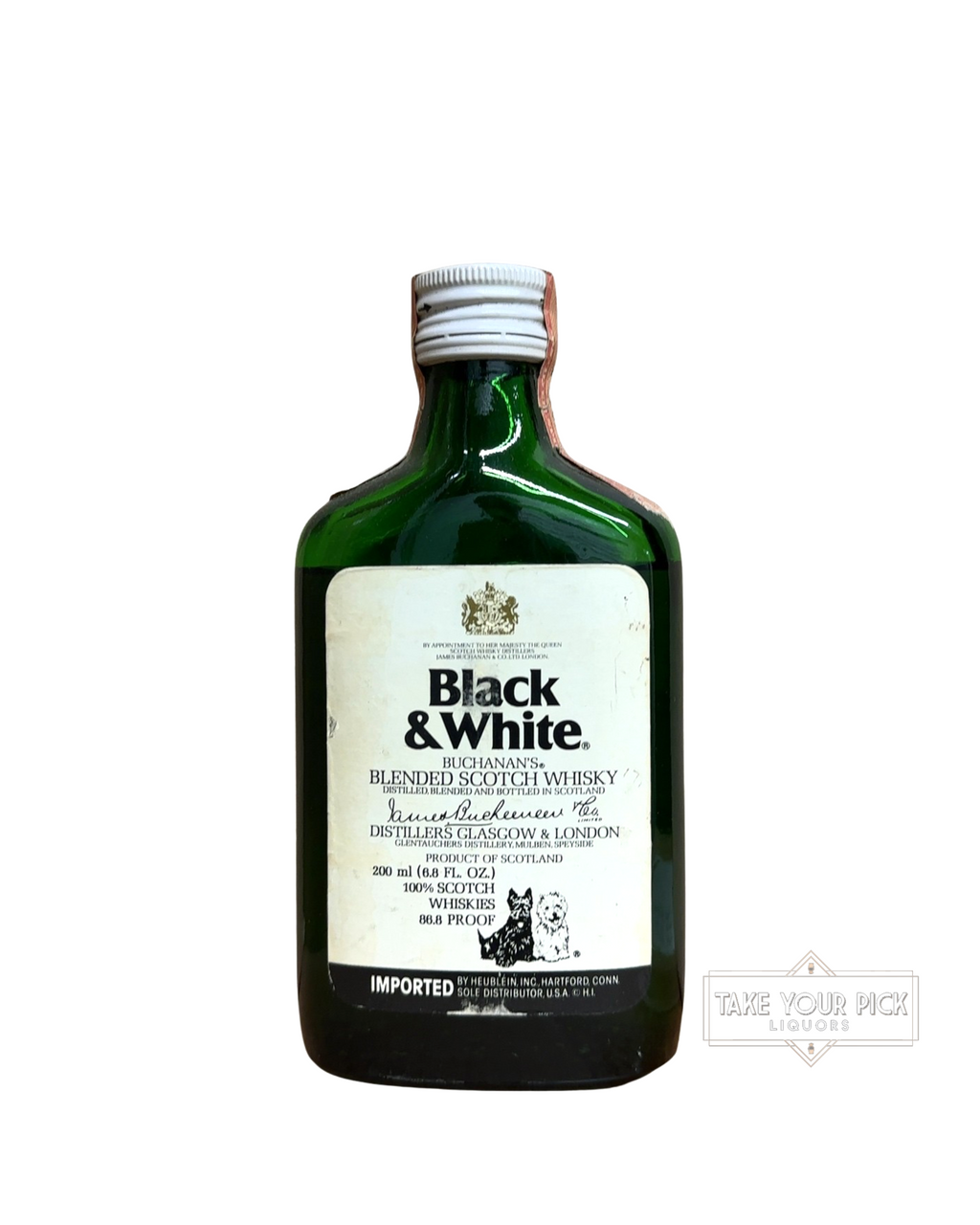 1961 James Buchanan & Co. Ltd. / Distillers Glasgow & London Black & White Blended Scotch Whisky 86.8 Proof 200ml