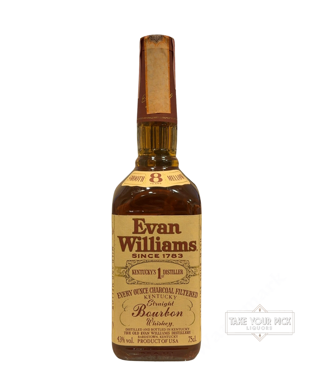 1990 Evan Williams Pre Fire Kentucky Straight Bourbon Whiskey 86 Proof