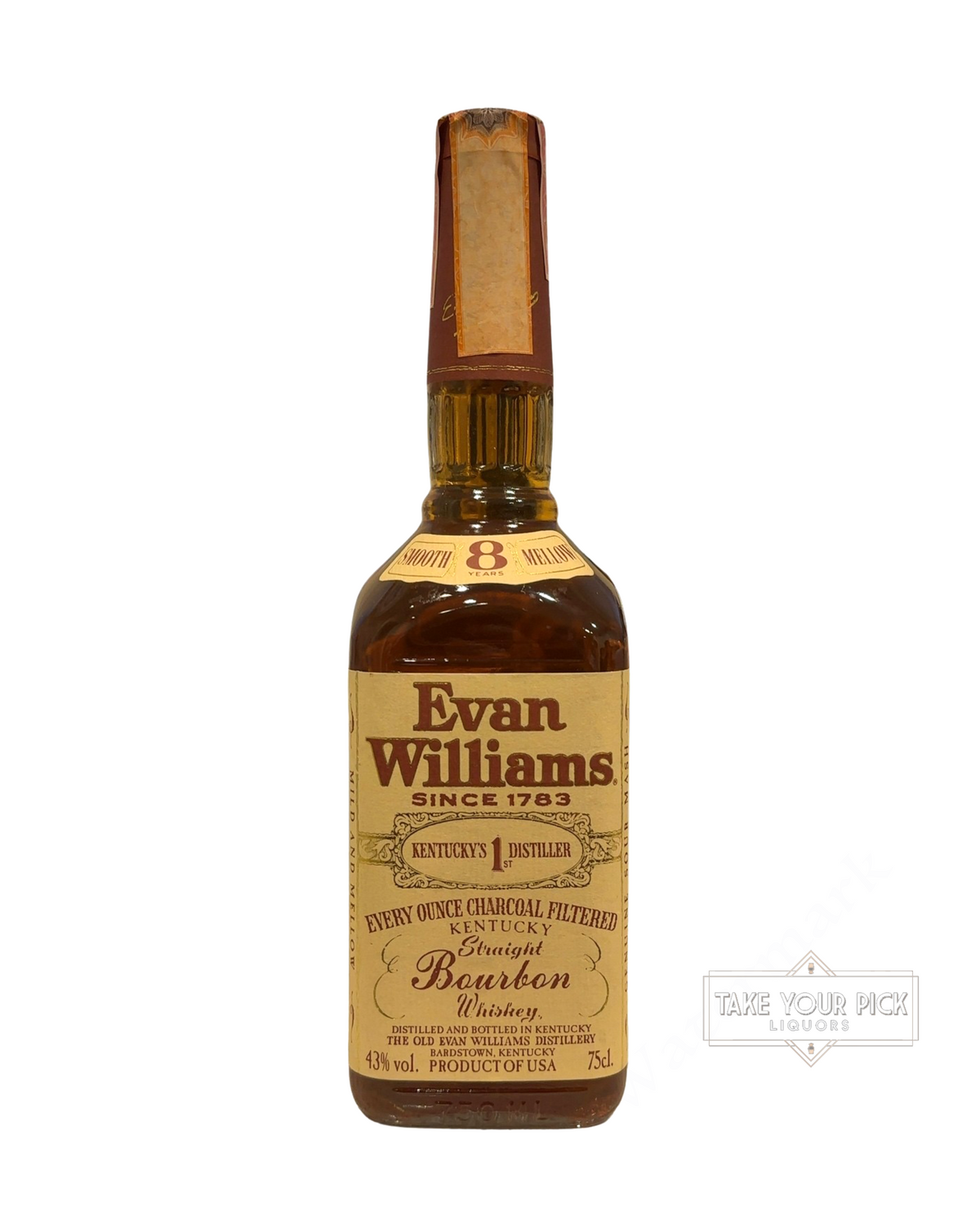 1990 Evan Williams Pre Fire Kentucky Straight Bourbon Whiskey 86 Proof