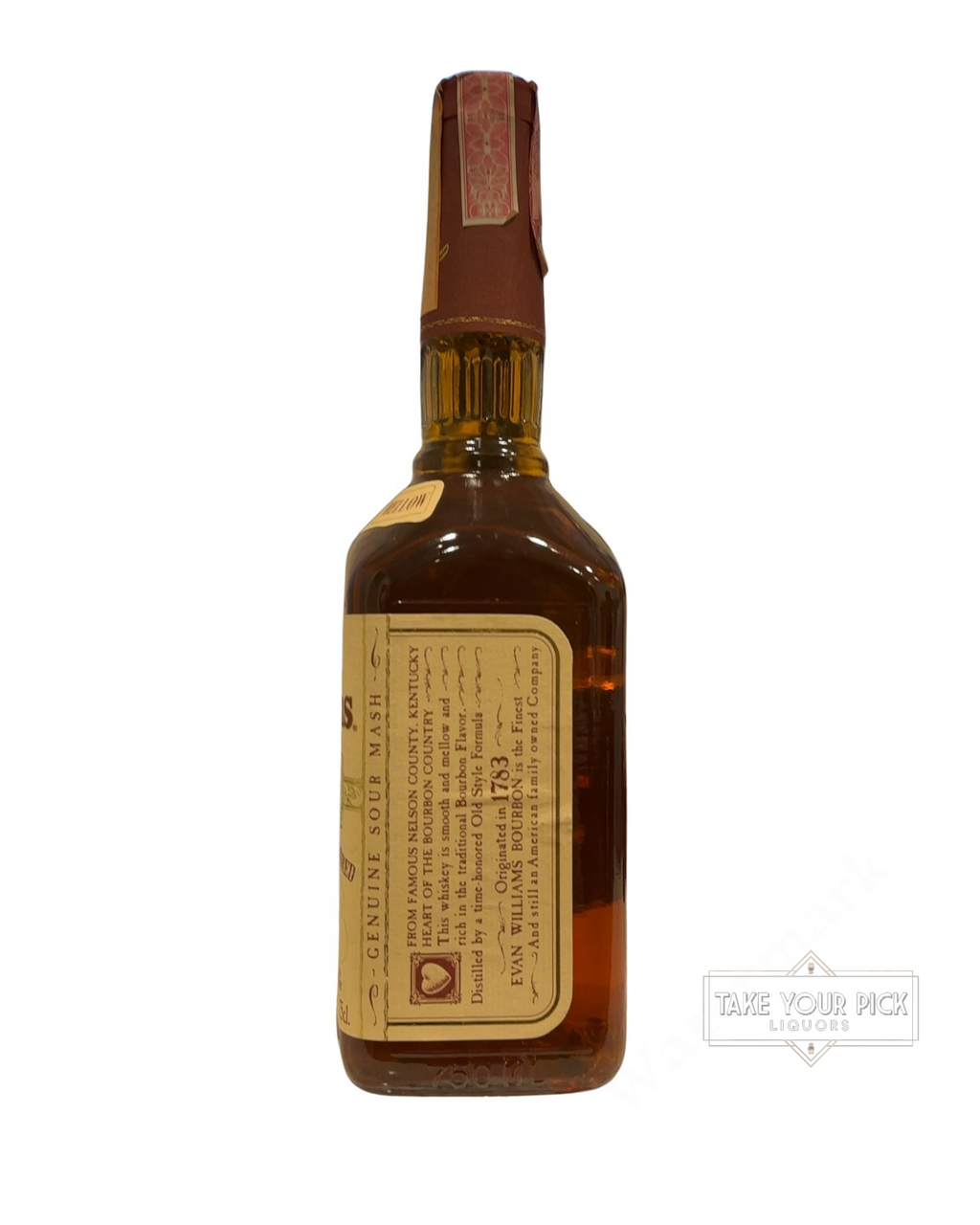 1990 Evan Williams Pre Fire Kentucky Straight Bourbon Whiskey 86 Proof