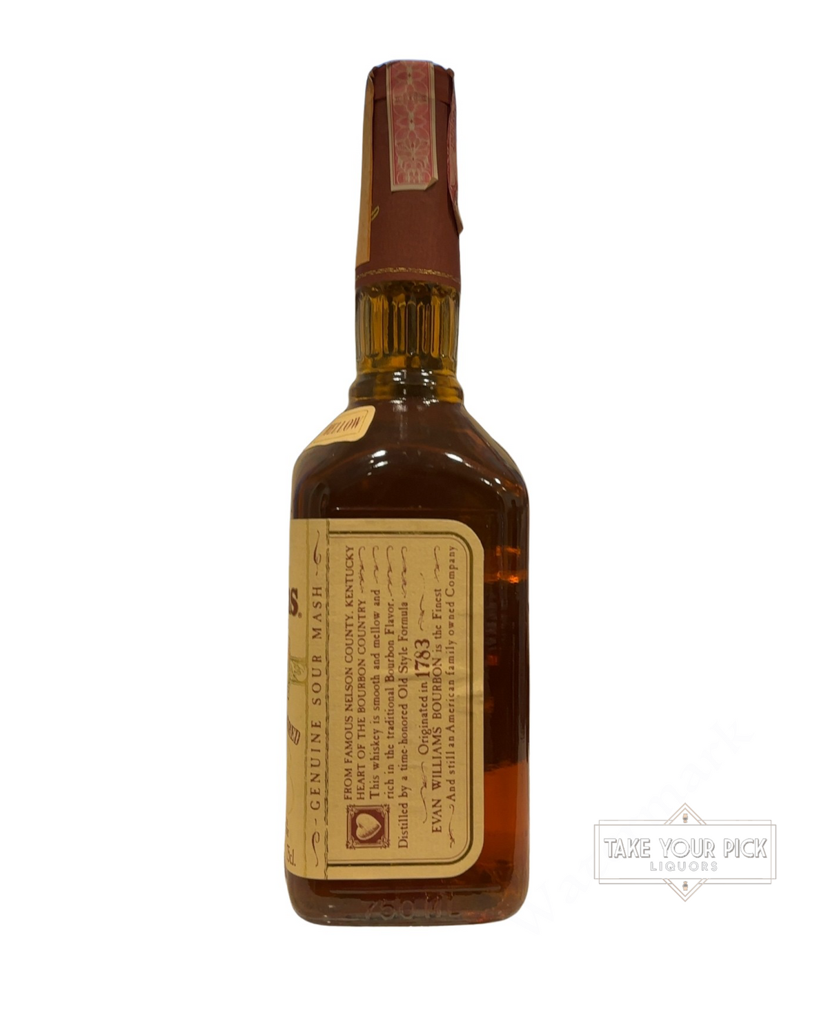 1990 Evan Williams Pre Fire Kentucky Straight Bourbon Whiskey 86 Proof