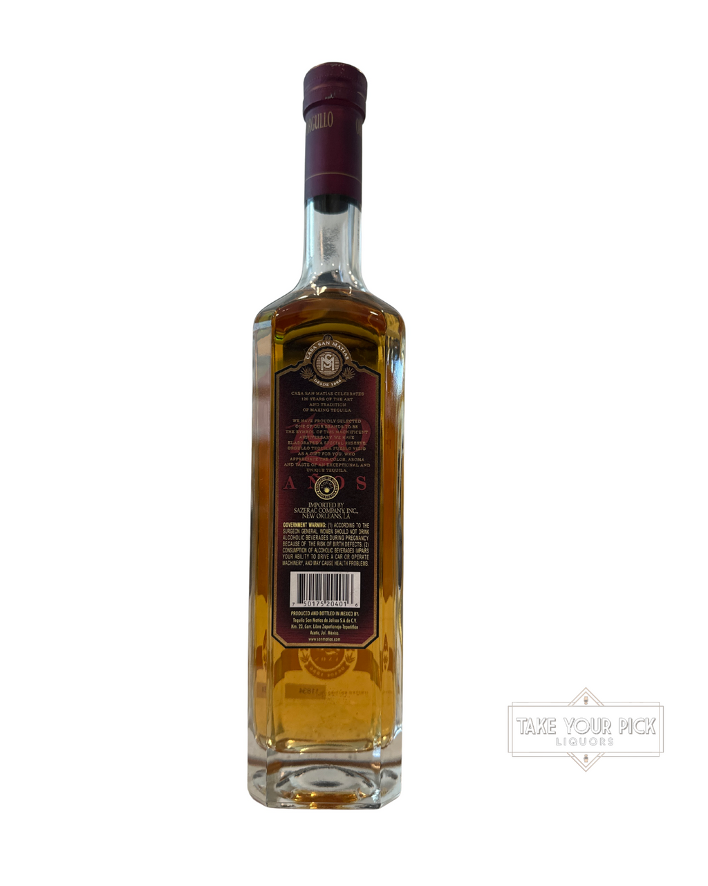 2006 Casa San Matias Nom 1103 Orgullo Tequila Pueblo Viejo Añejo 120th Anniversary 80 Proof 750ml