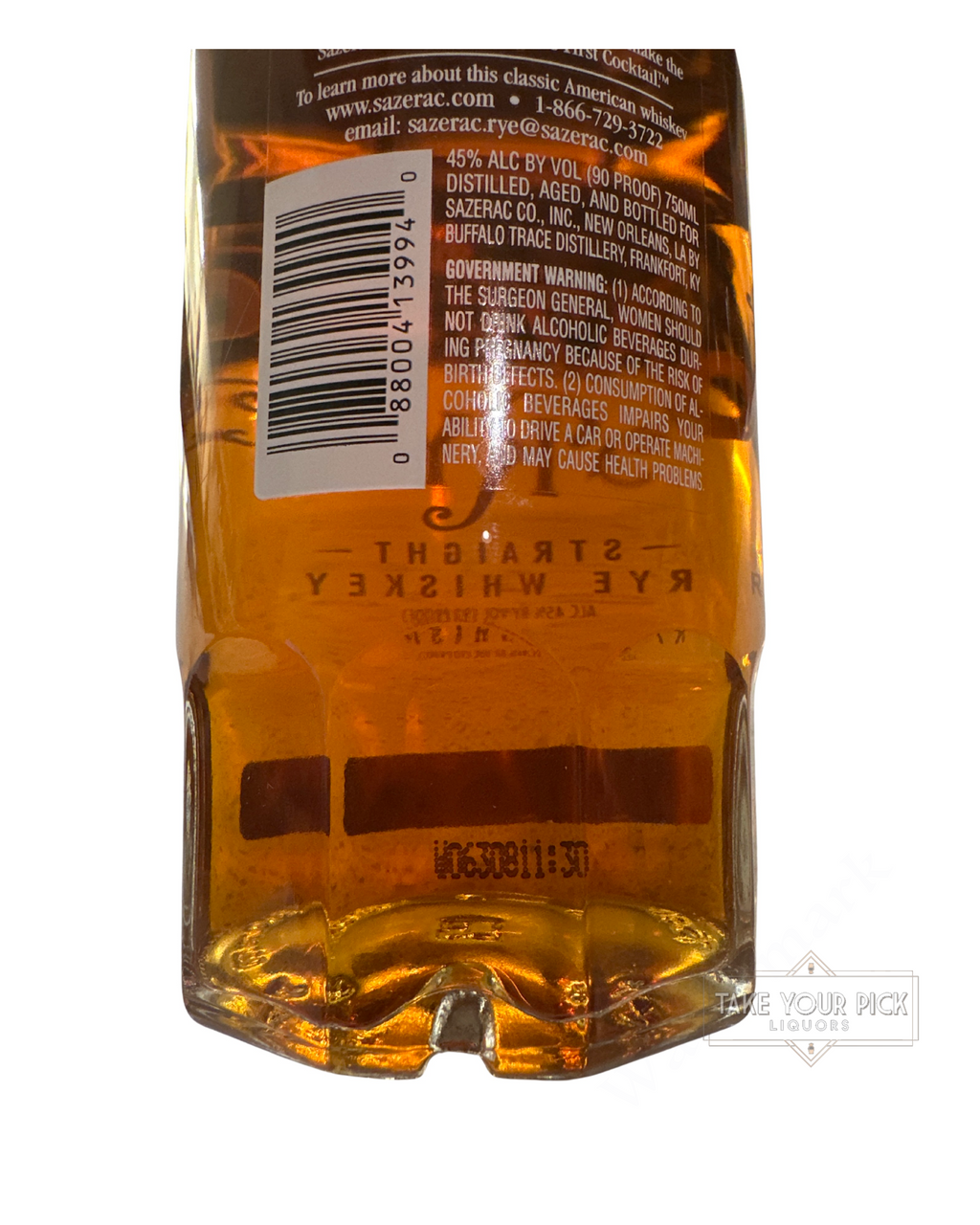 2008 Sazerac Buffalo Trace Sazerac Rye Straight Whiskey Private Barrel 90 Proof 750ml
