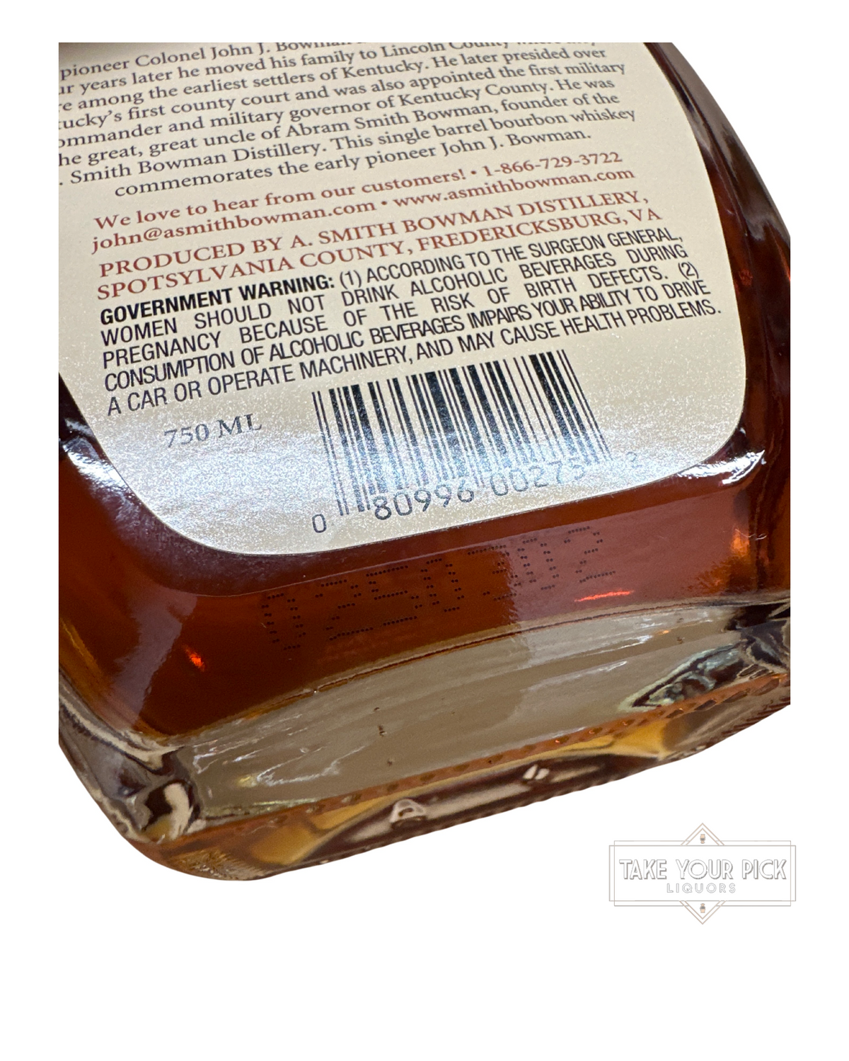 2010-2011 John J. Bowman Single Barrel 100 Proof 750ml