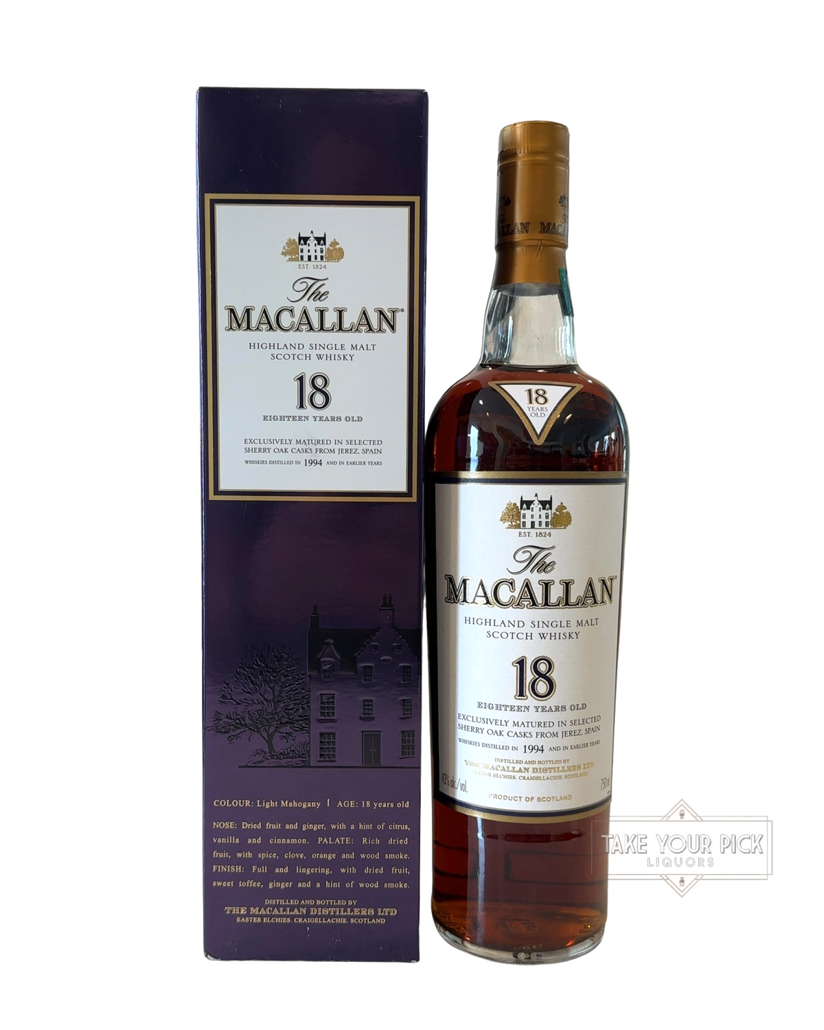 2012 The Macallan 18 Year Sherry Single Malt Scotch Whisky 86 Proof 750ml