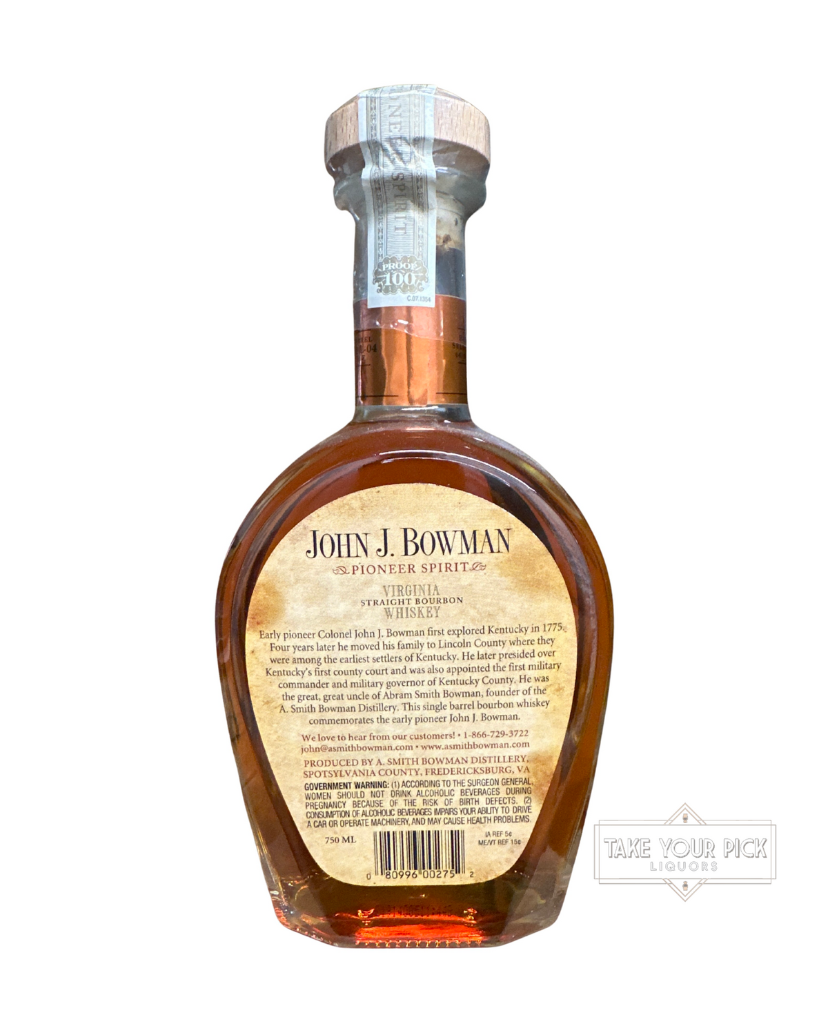 2019 John J. Bowman Clarity Pick Cloudy with a Chance of Chill Single Barrel 100 Proof 750ml