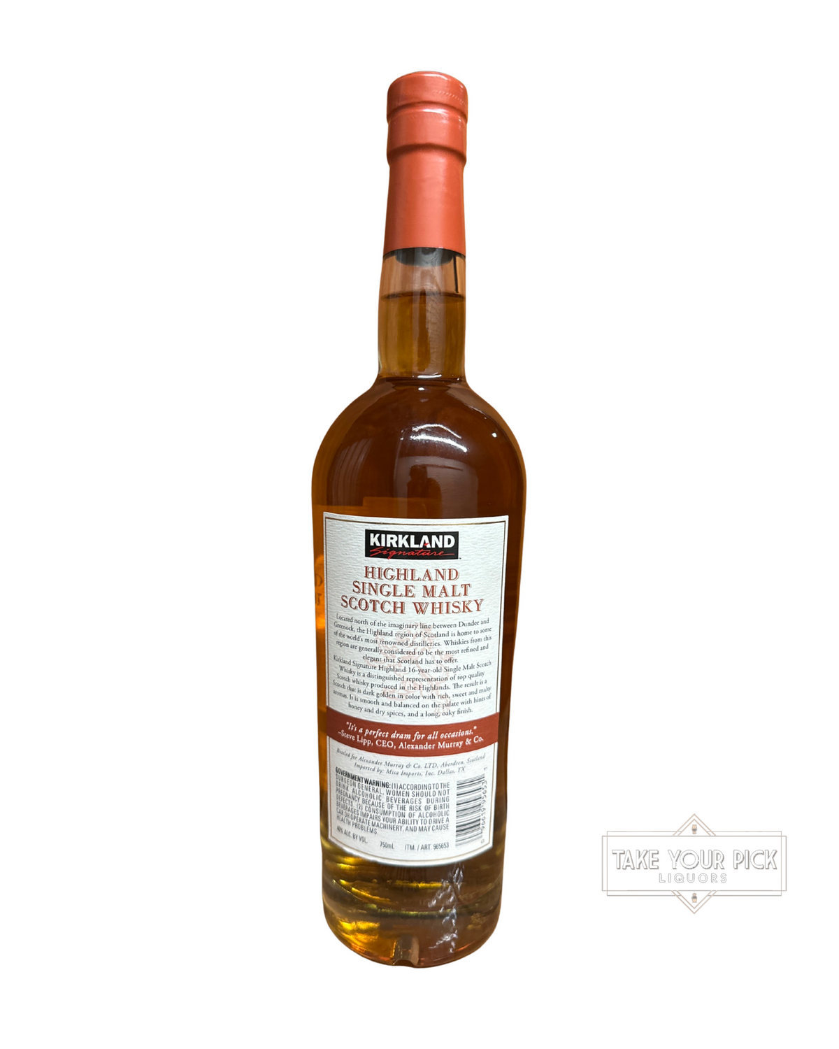 2016 Alexander Murray Aberdeen Kirkland Highland Single Malt Scotch Whisky Aged 16 Years 80 Proof 750ml
