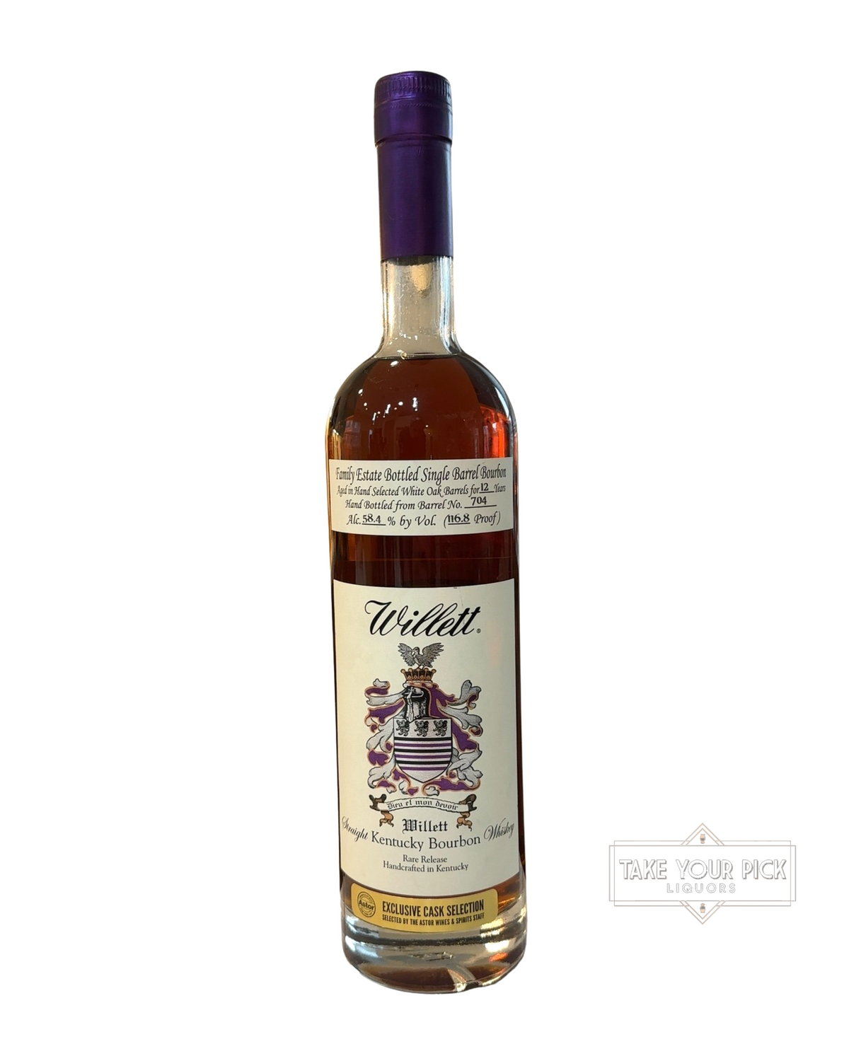 2016 Willett 12 Year Single Barrel Bourbon (Astor #704) 116.8 Proof 750ml