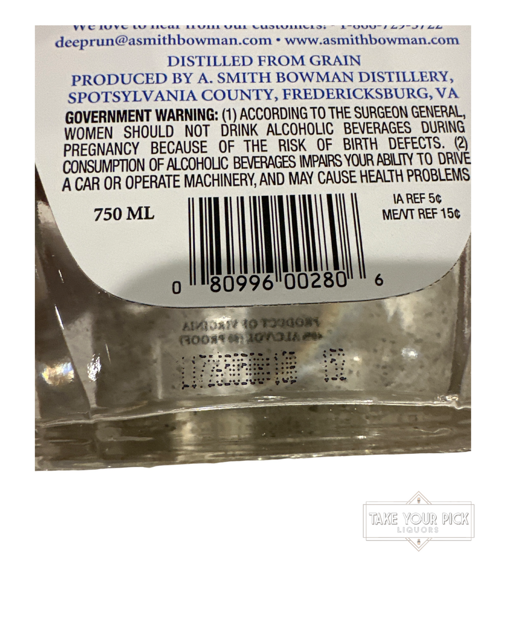 2017 A Smith Bowman Deep Run Pioneer Spirit 80 Proof 750ml