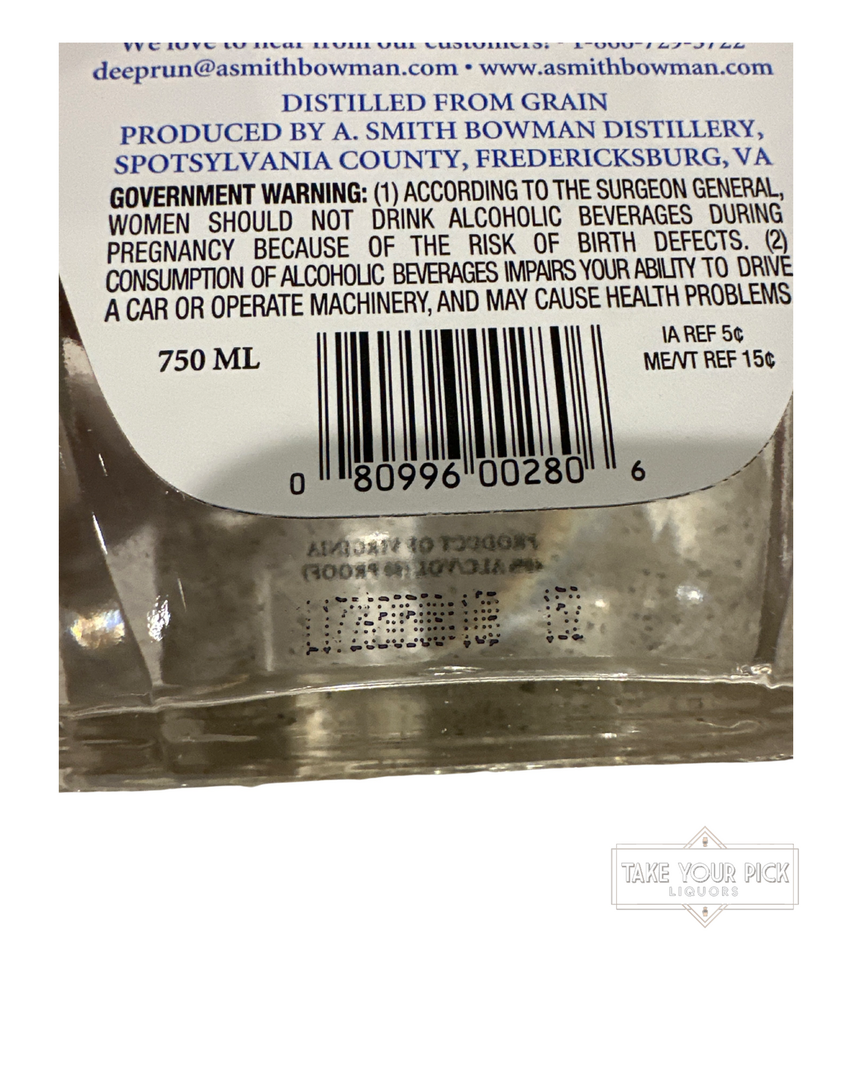 2017 A Smith Bowman Deep Run Pioneer Spirit 80 Proof 750ml