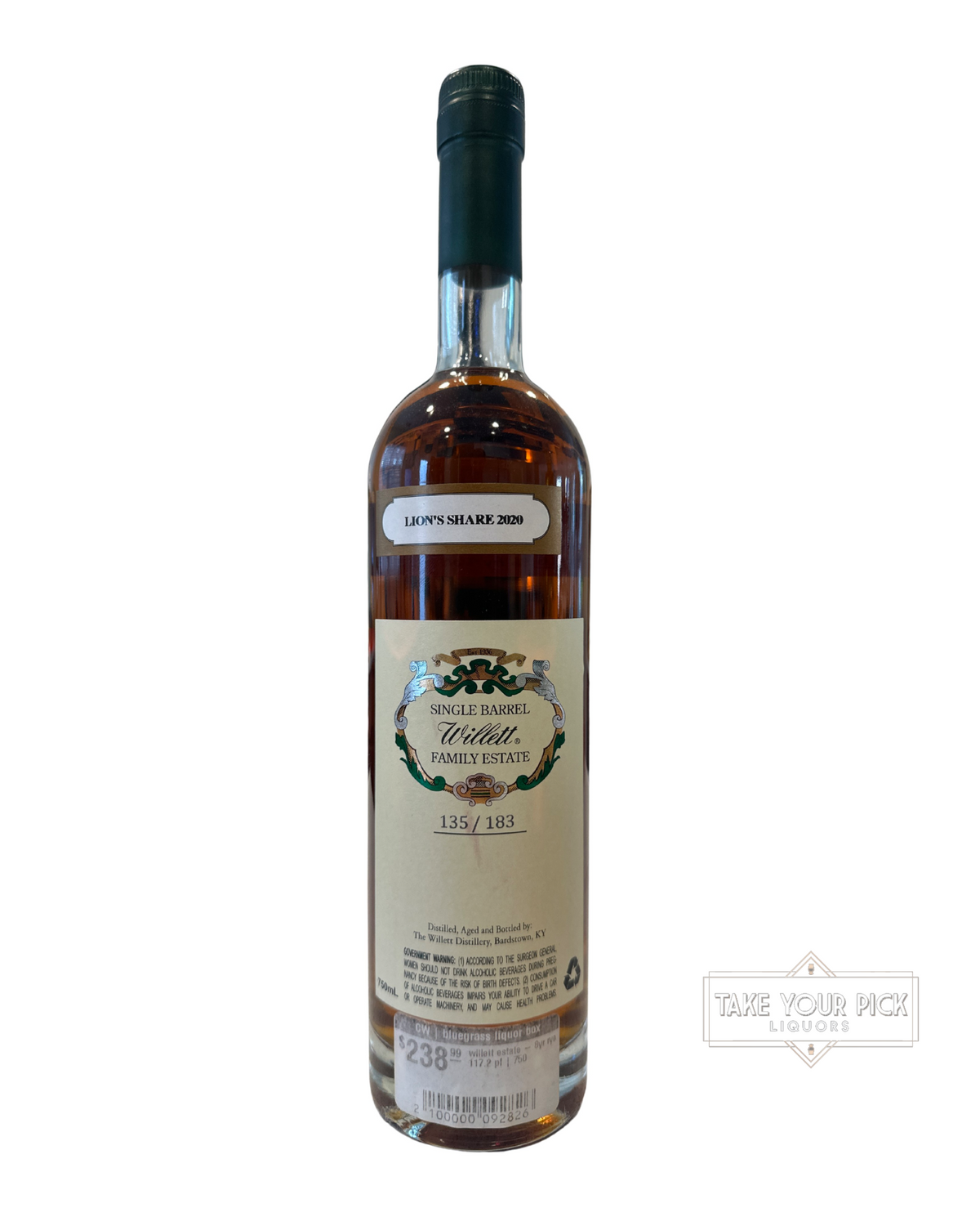 2020 Willett 8 Year Single Barrel Rye (Lion’s Share#1449) 117.2 Proof 750ml