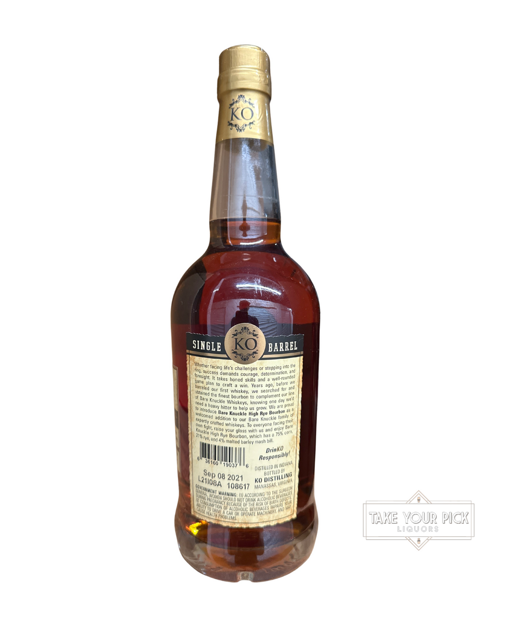 2021 Bare Knuckle Single Barrel High Rye Bourbon 128 Proof 750ml