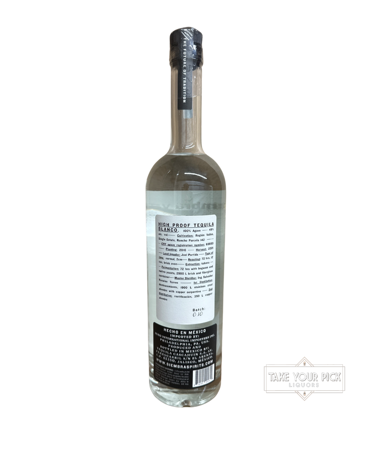 2022 siembra valles High Proof Tequila Blanco 98 Proof 750ml