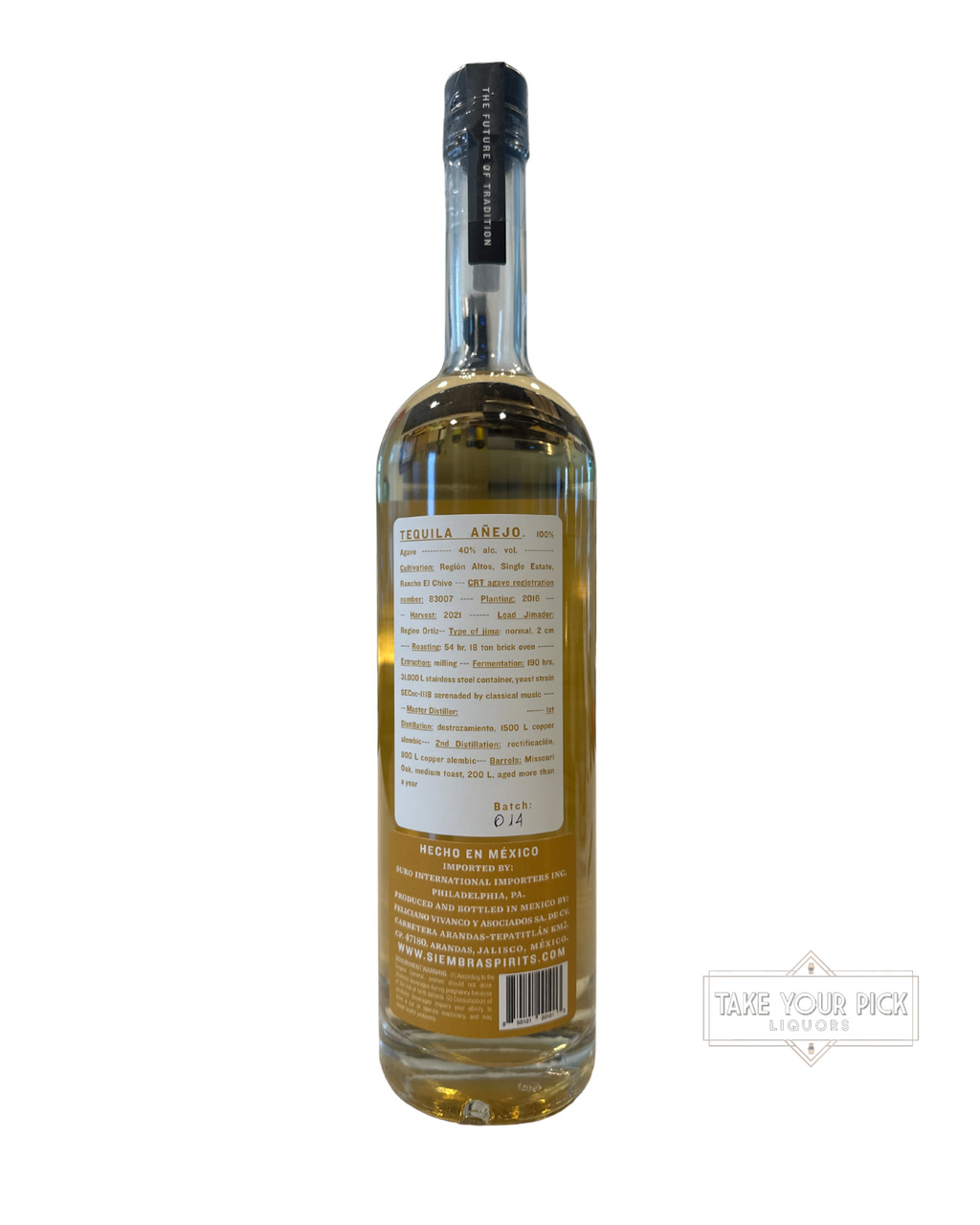 2023 Siembra Azul Tequila Añejo 80 Proof 750ml