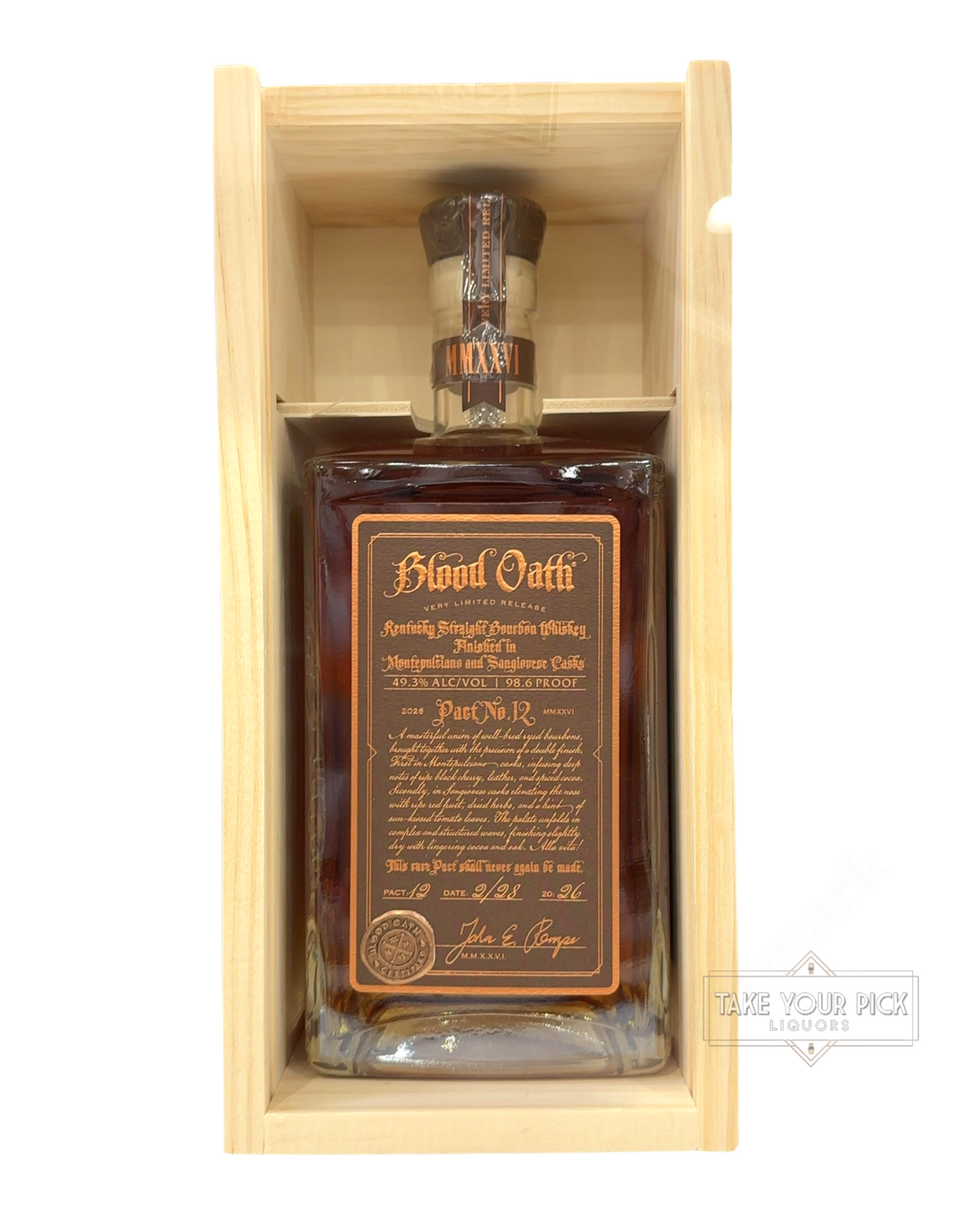 2026 Blood Oath Pact No. 12 98.6 Proof 750ml