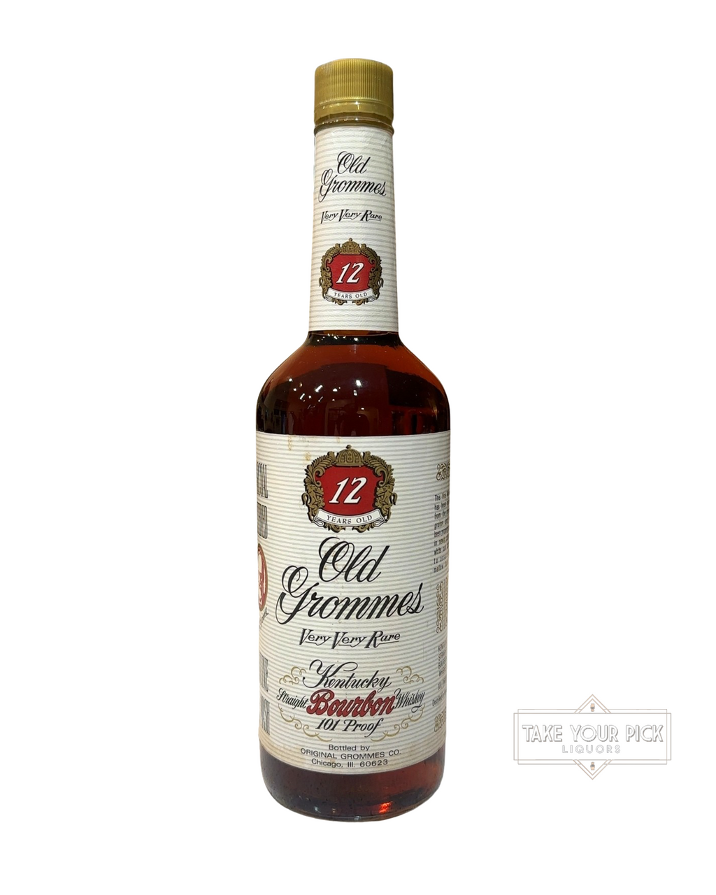 90’s Release Old Grommes 12 Year Very Very Rare Kentucky Straight Bourbon Whiskey 101 Proof 750ml