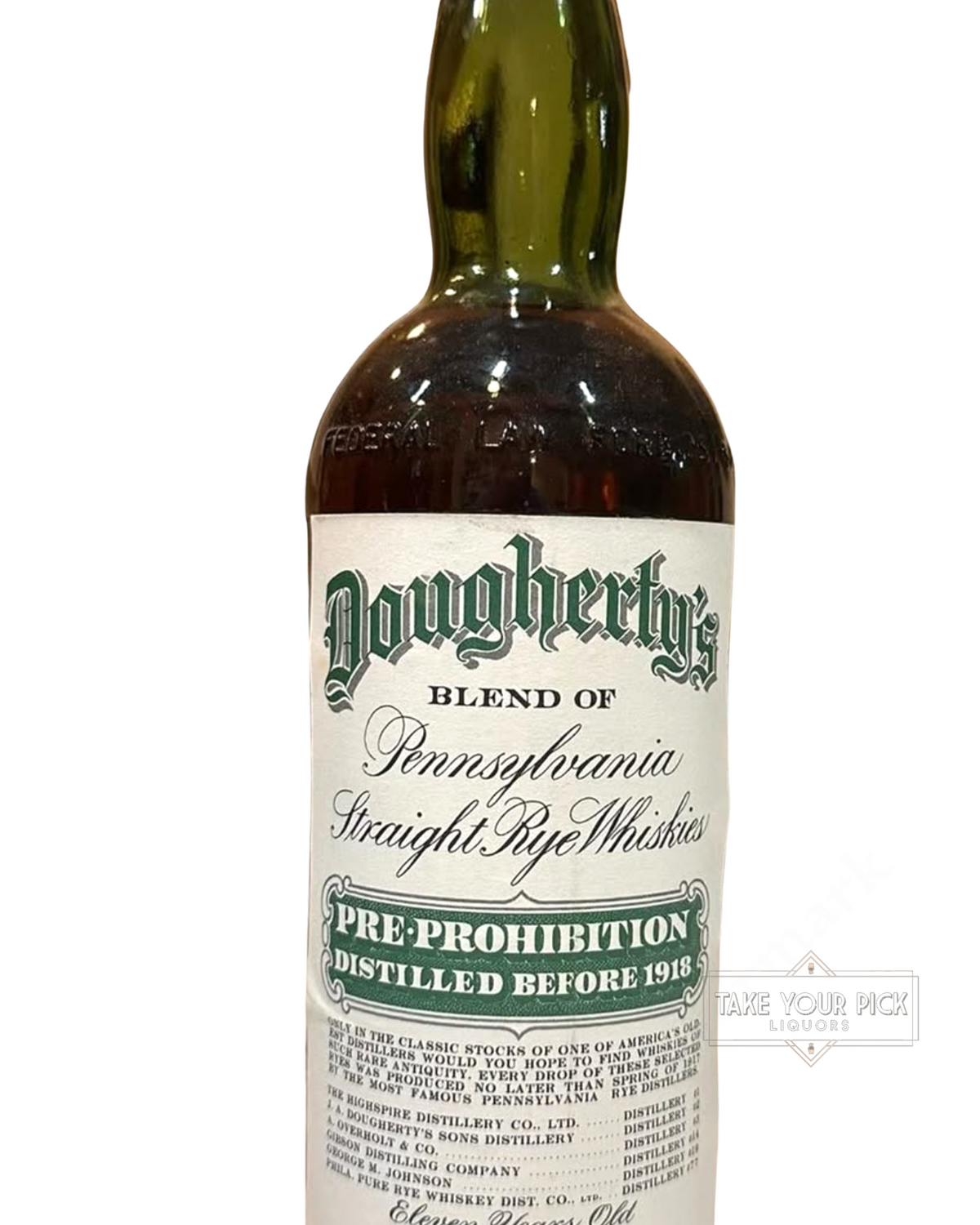 J. A. Dougherty's Sons, Co., Distillers Dougherty's Blend of Pennsylvania Straight Rye Whiskies 80 Proof