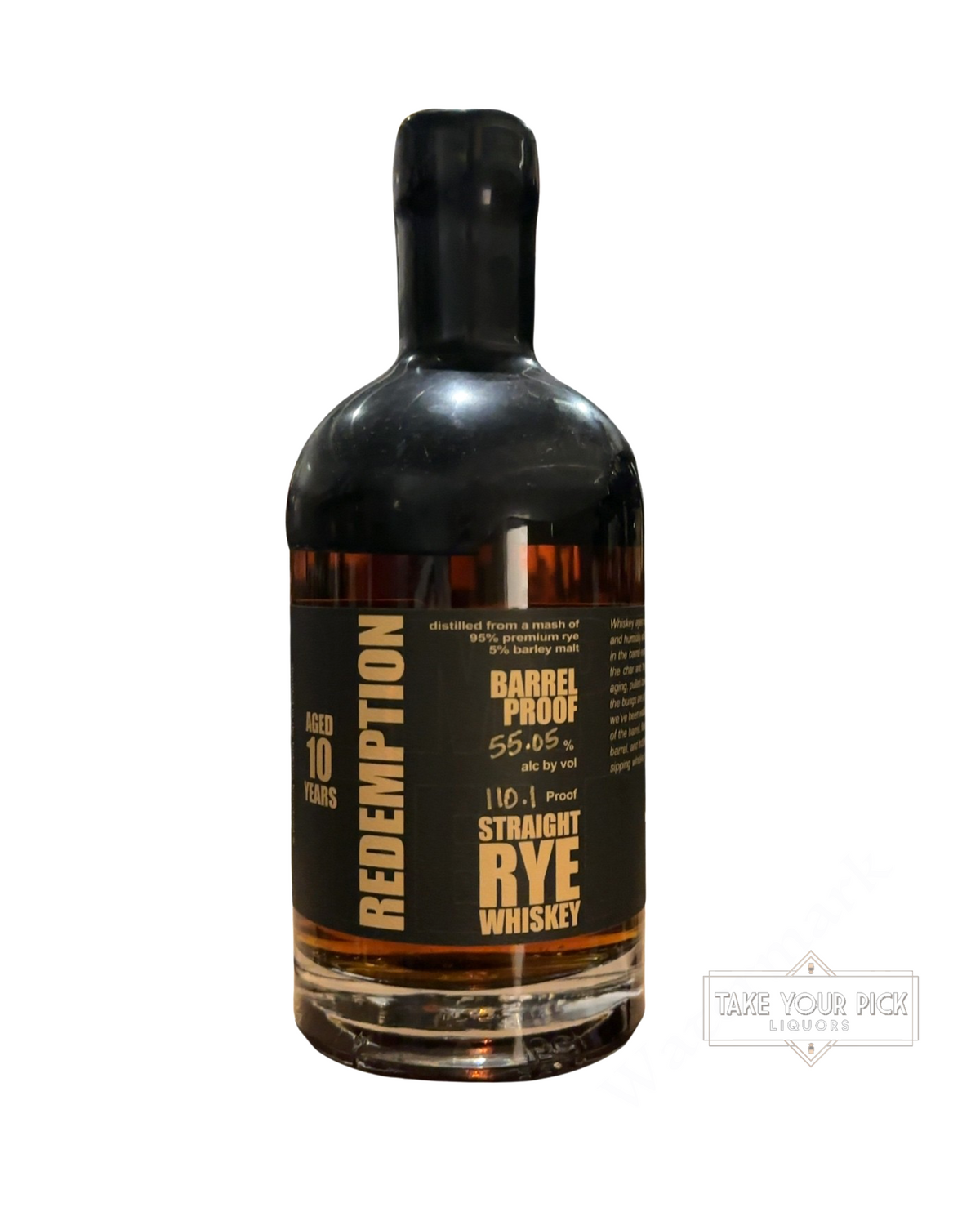Redemption Barrel Proof Straight Rye Whiskey 110.1 Proof 750ml