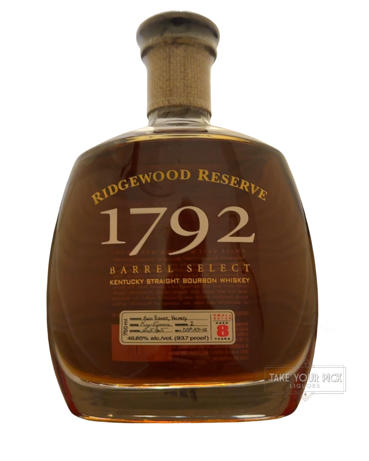 Ridgewood Reserve 8 Year Age Stated Single Barrel 93.7 Proof 750ml