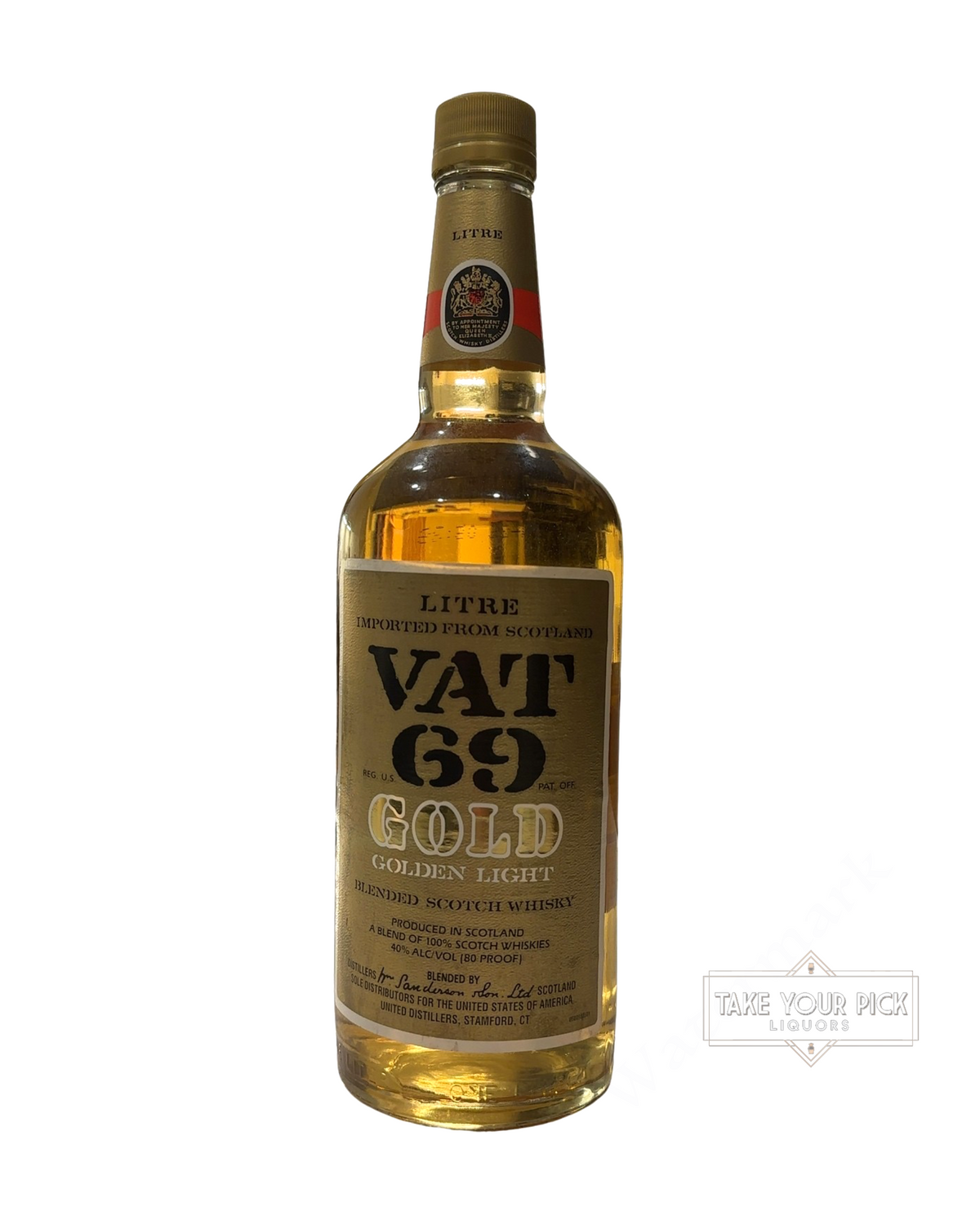 VAT 69 Gold Golden Light 80 Proof 1 Liter