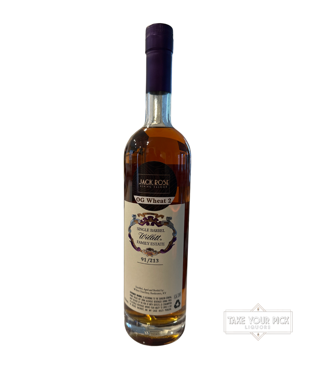 Willett 4 Year Single Barrel Wheated Bourbon (Jack Rose-OG Wheat 2 #9830) 120.4 Proof 750ml