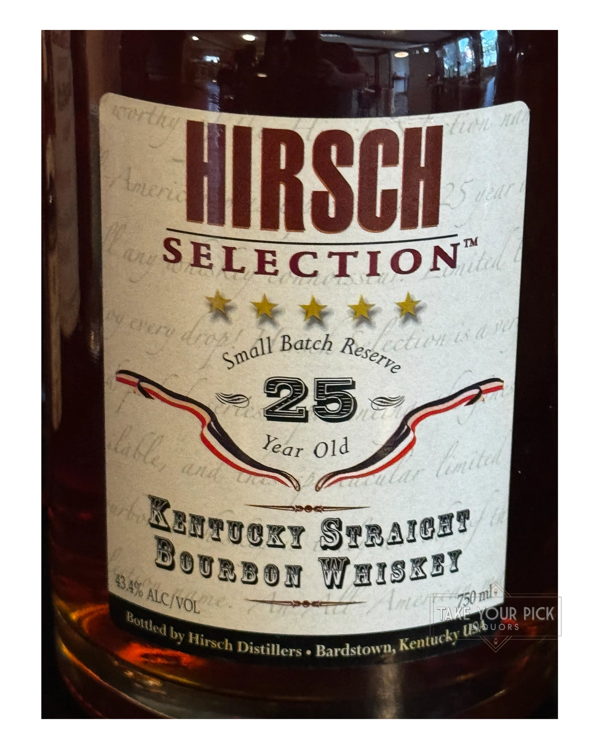 2009 Hirsch Distillers Hirsch Selection 25 Year Old Kentucky Straight Bourbon Whiskey 86.8 Proof 750ml