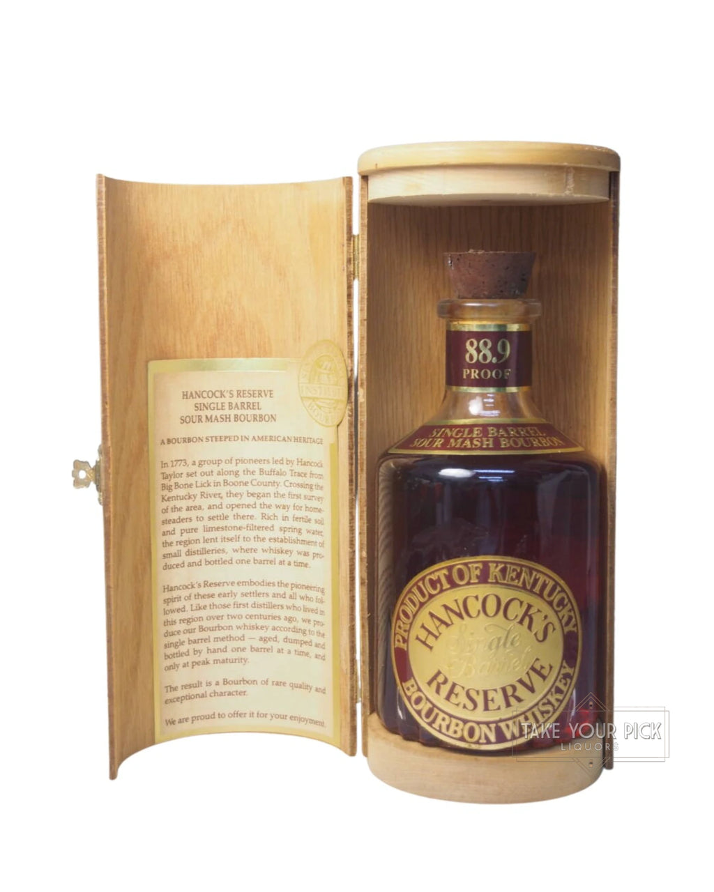 1990 Hancock's Single Barrel Reserve Bourbon Whiskey 88.9 Proof 750ml