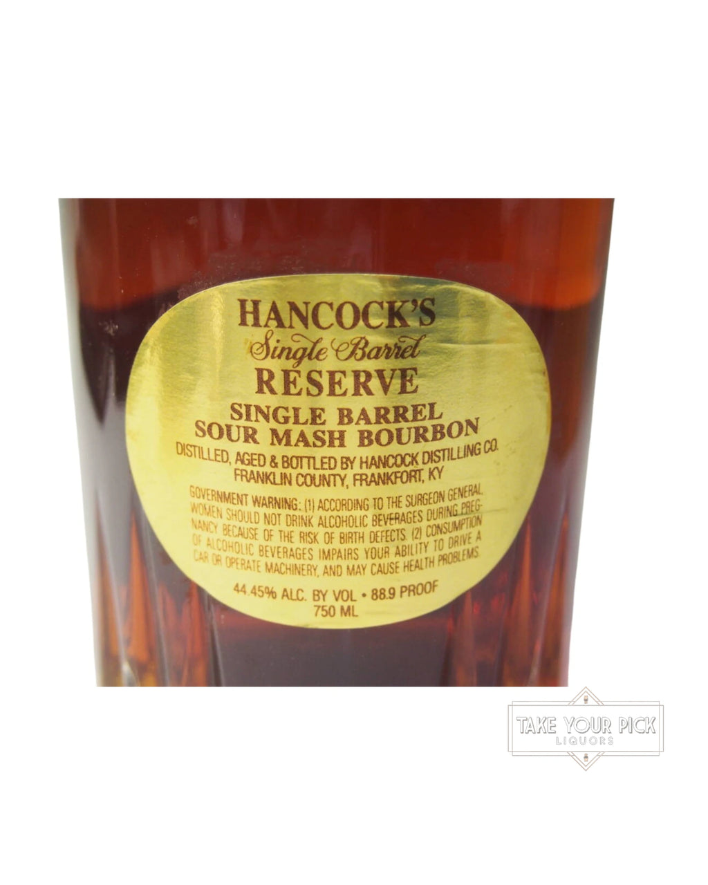 1990 Hancock's Single Barrel Reserve Bourbon Whiskey 88.9 Proof 750ml