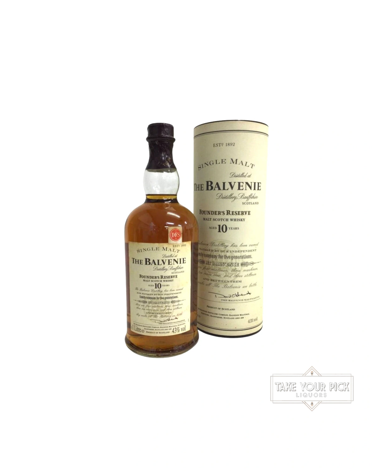 1990 The Balvenie Founder's Reserve Single Malt Scotch Whisky 86 Proof 1000ml