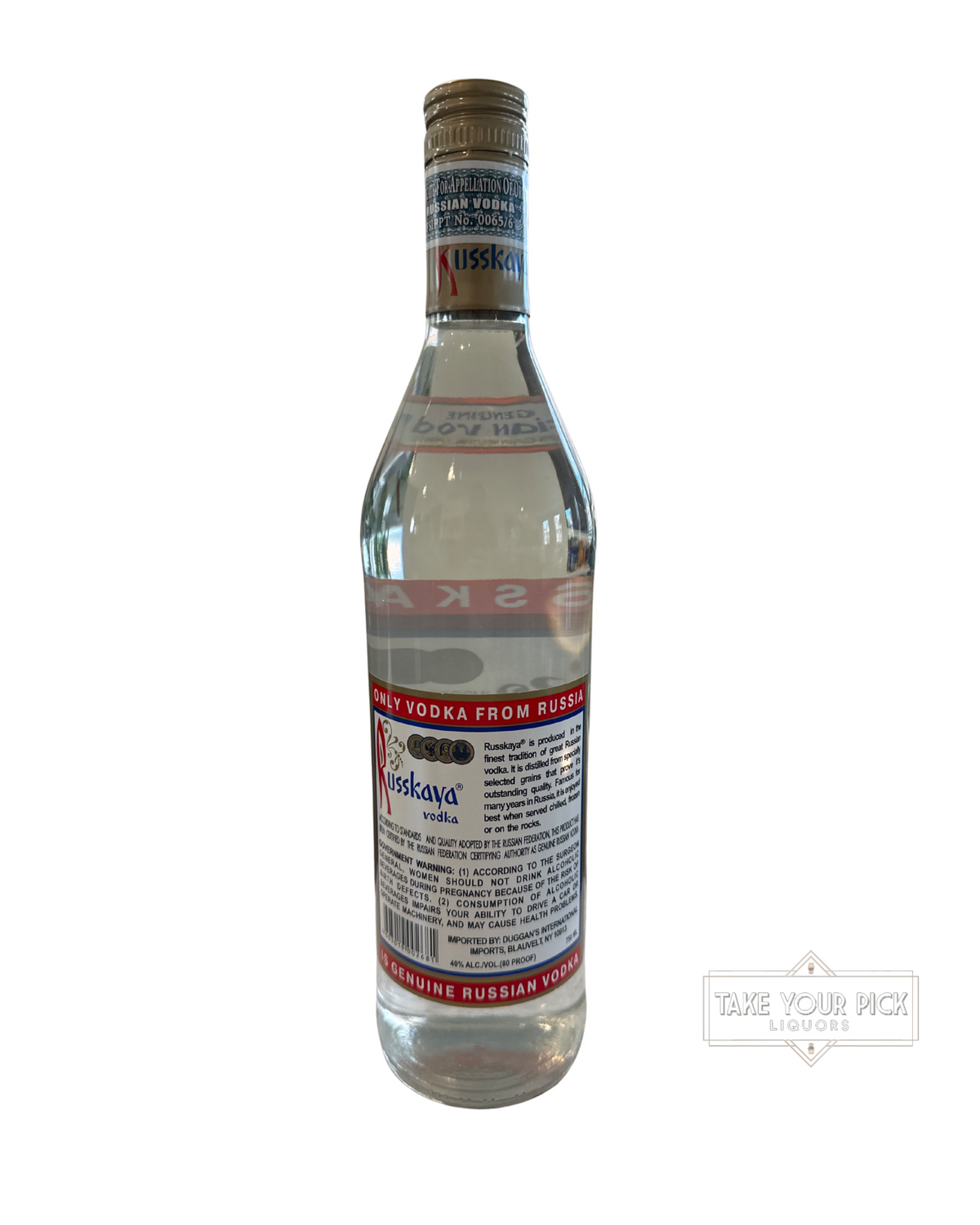2013 Russkaya Moscow Russian Vodka 80 Proof 80 Proof 750ml