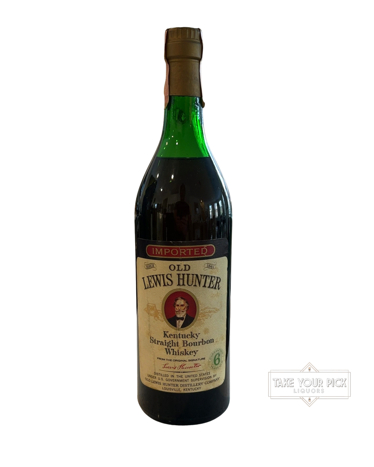 70's 1970's Old Lewis Hunter Distillery Kentucky Straight Bourbon Whiskey 86 Proof 1.0 Liter 86 Proof 1000ml