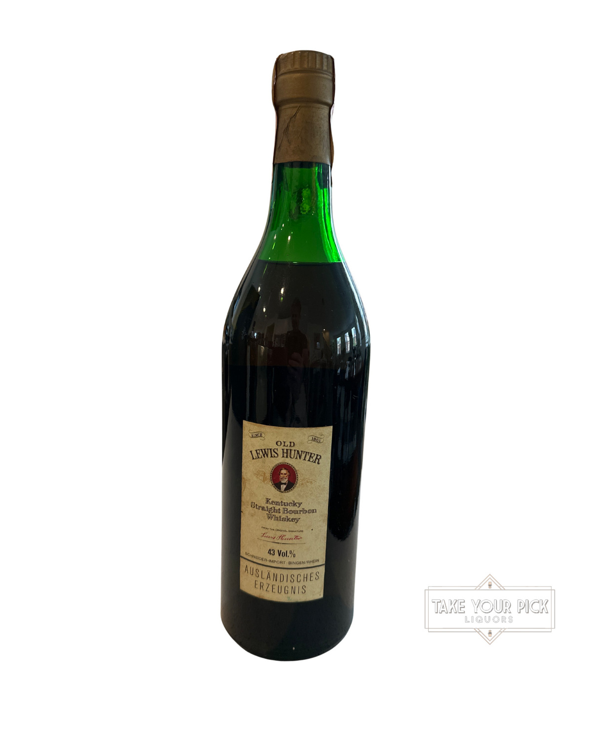 70's 1970's Old Lewis Hunter Distillery Kentucky Straight Bourbon Whiskey 86 Proof 1.0 Liter 86 Proof 1000ml