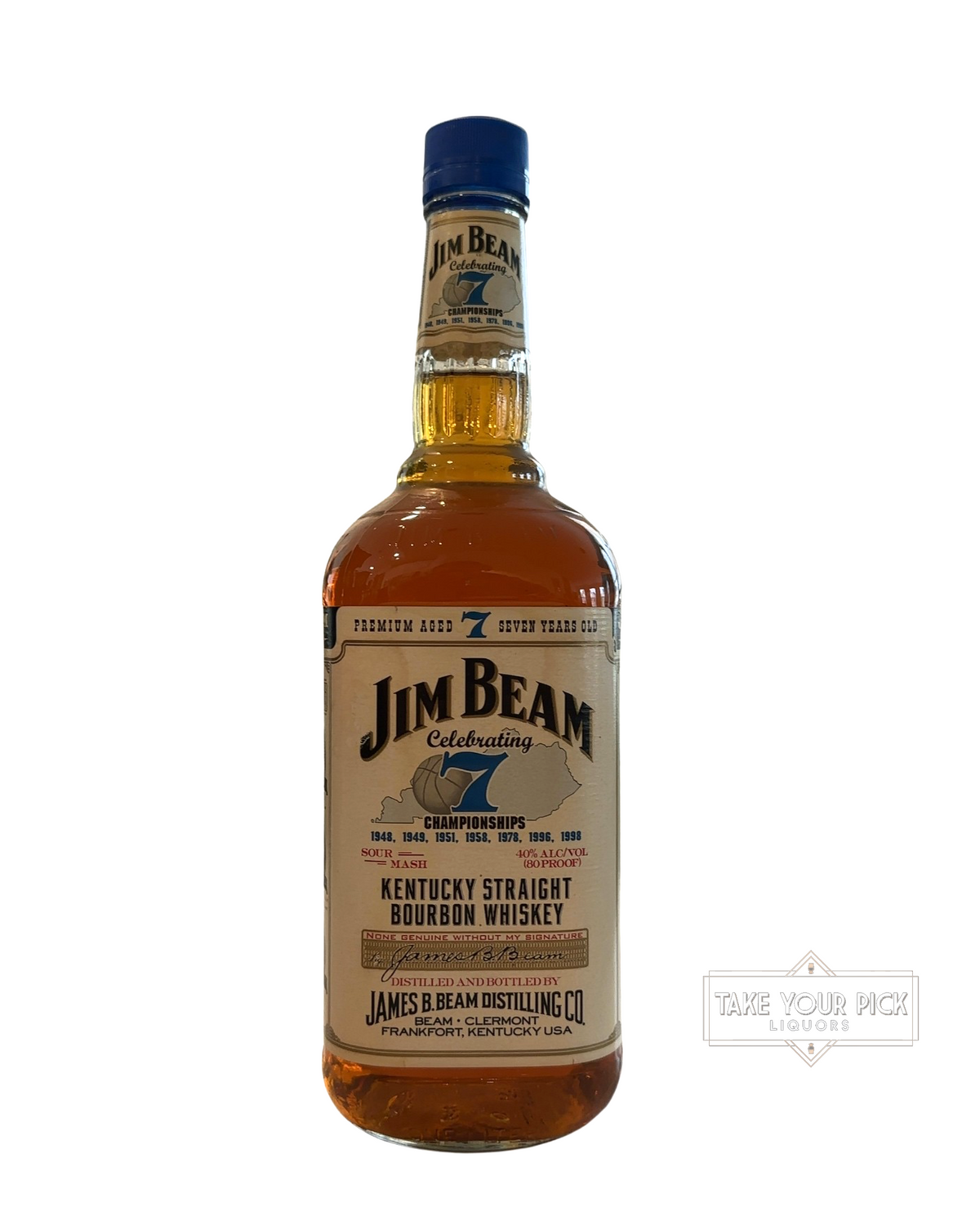 2004 Jim Beam Celebrating 7 Championships University of Kentucky Straight Bourbon Whiskey 80 Proof 1.0 Liter 80 Proof 1000ml