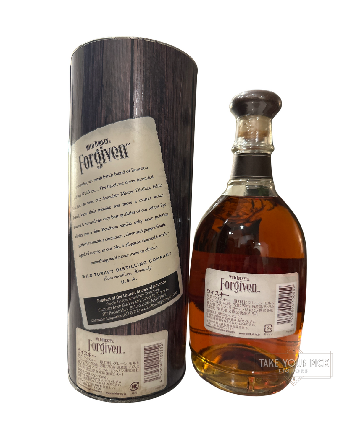2013 Wild Turkey Forgiven 91 Proof 750ml Japan Export 91 Proof 750ml