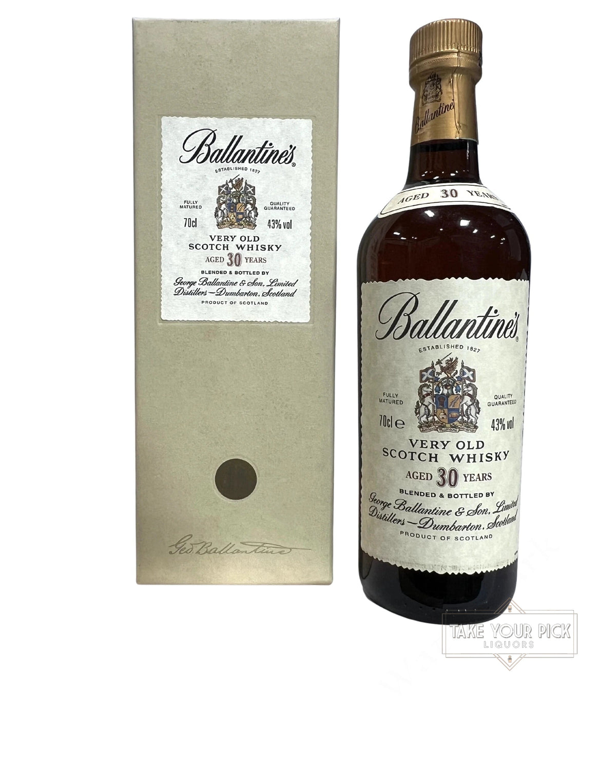 1990s Ballantine's 30 Year with box 86 Proof 750ml