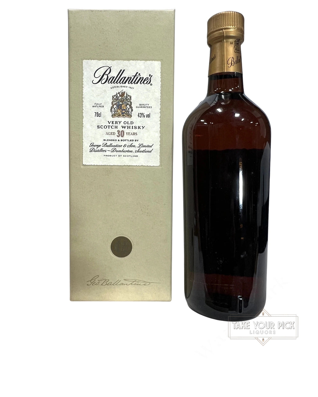 1990s Ballantine's 30 Year with box 86 Proof 750ml