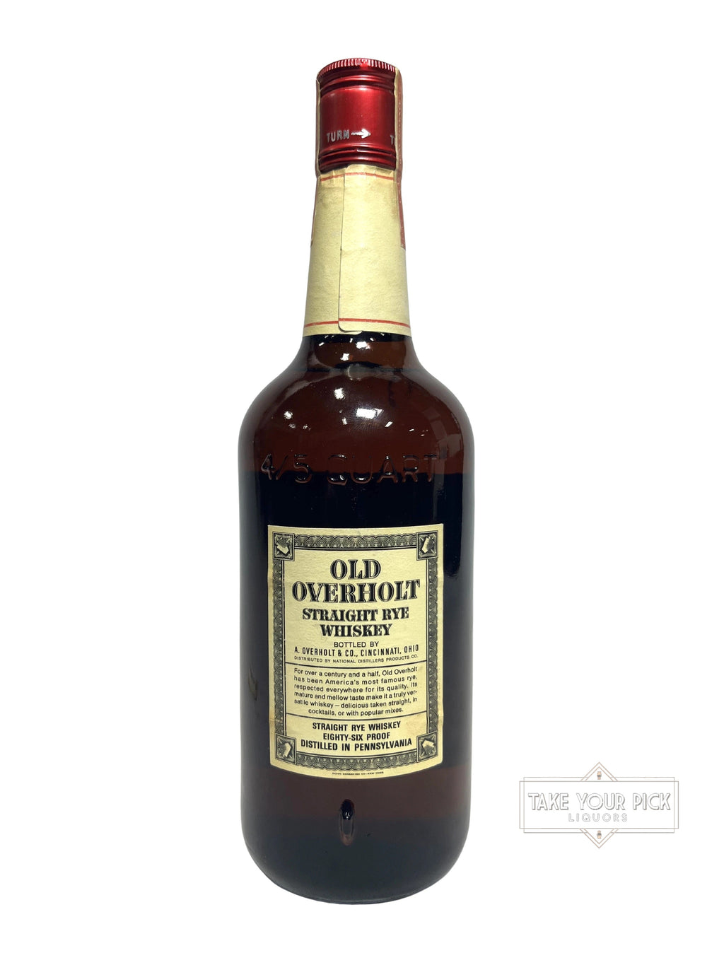 1972 Old Overholt Straight Rye PA distilled (National Distillers) 86 Proof 750ml