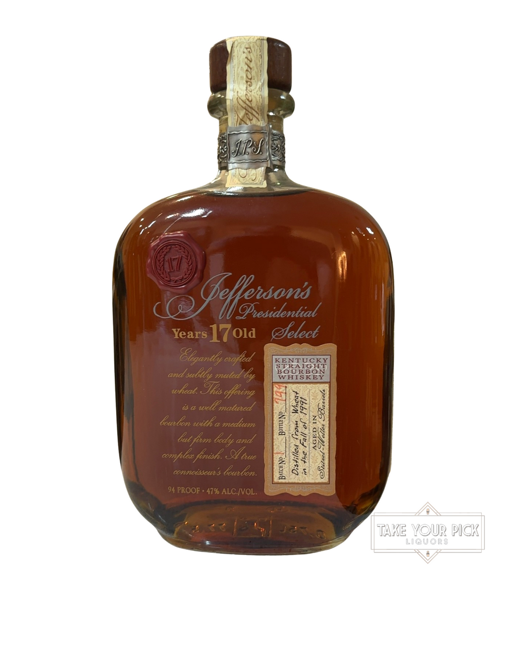 2008 Jefferson's Presidential Select 17 Year Stitzel Weller 94 Proof 750ml Batch 1