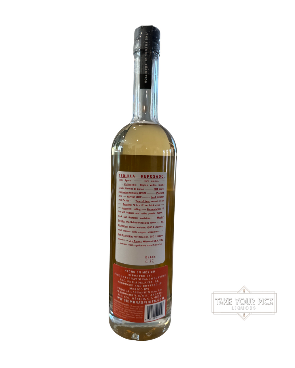 2022 Siembra Valles Lowlands of Jalisco Tequila Reposado 80 Proof 750ml Batch 12
