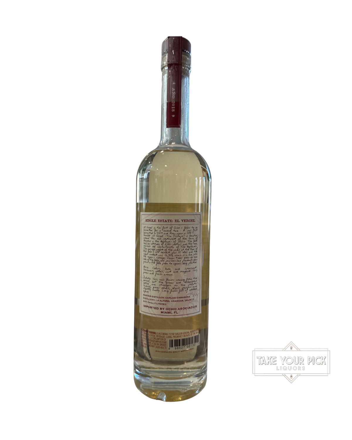 2018 Tequila Ocho Single Estate El Vergel Anejo 80 Proof 750ml
