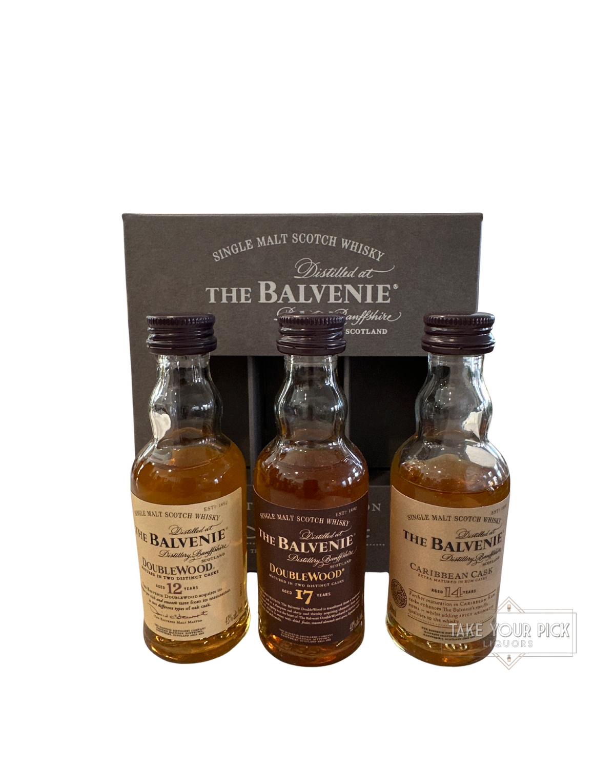 The Balvenie Tasting Collection (DoubleWood 12 Years, DoubleWood 17 Years, Caribbean Cask 14 Years) 86 Proof 50ml