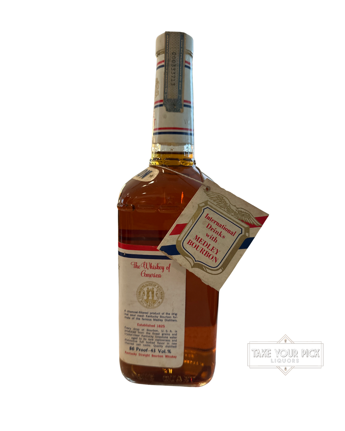1973 Medley Distilling Company Kentucky Straight Bourbon Whiskey 86 Proof 1000ml