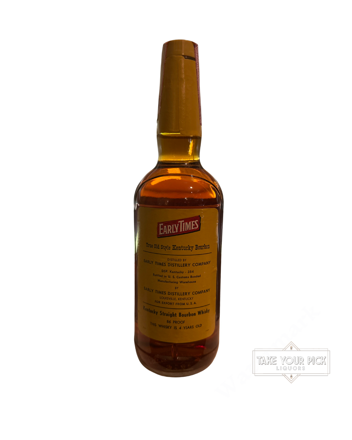 1969 Early Times Distillery Co. Old Style Kentucky Straight Bourbon Whisky 86 Proof