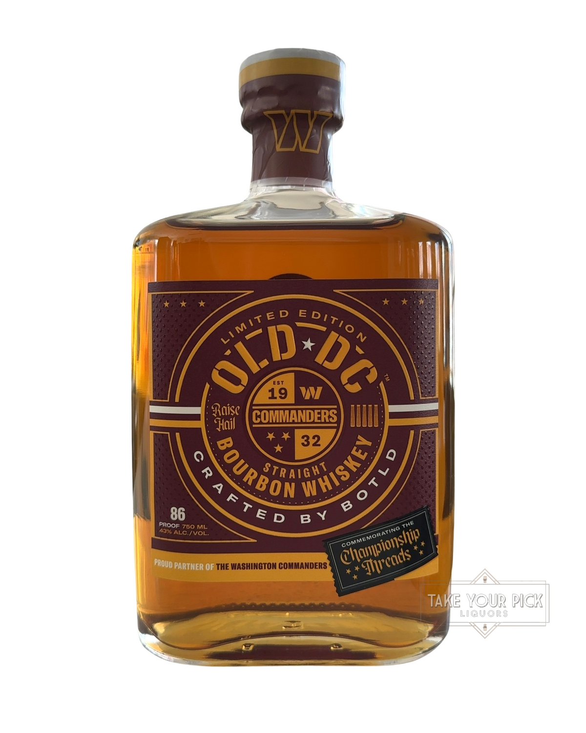 2026 Old DC Straight Bourbon Whiskey Limited Edition - Commemorating The Championship Threads Washington Commanders 86 Proof 750ml