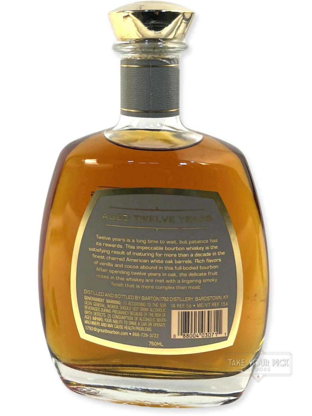 1792 Aged Twelve Years - 96.6 Proof - Bottle Back