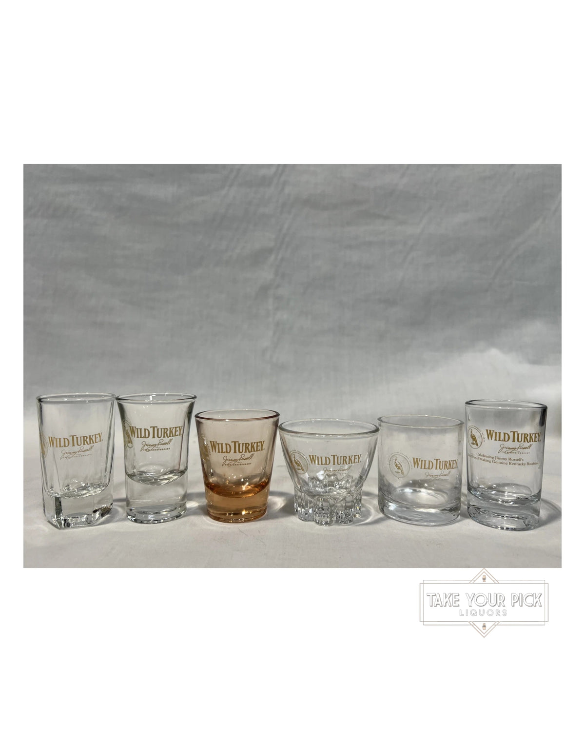 Wild Turkey Shot Glass Set (6 Glasses) in Wooden and Glass box