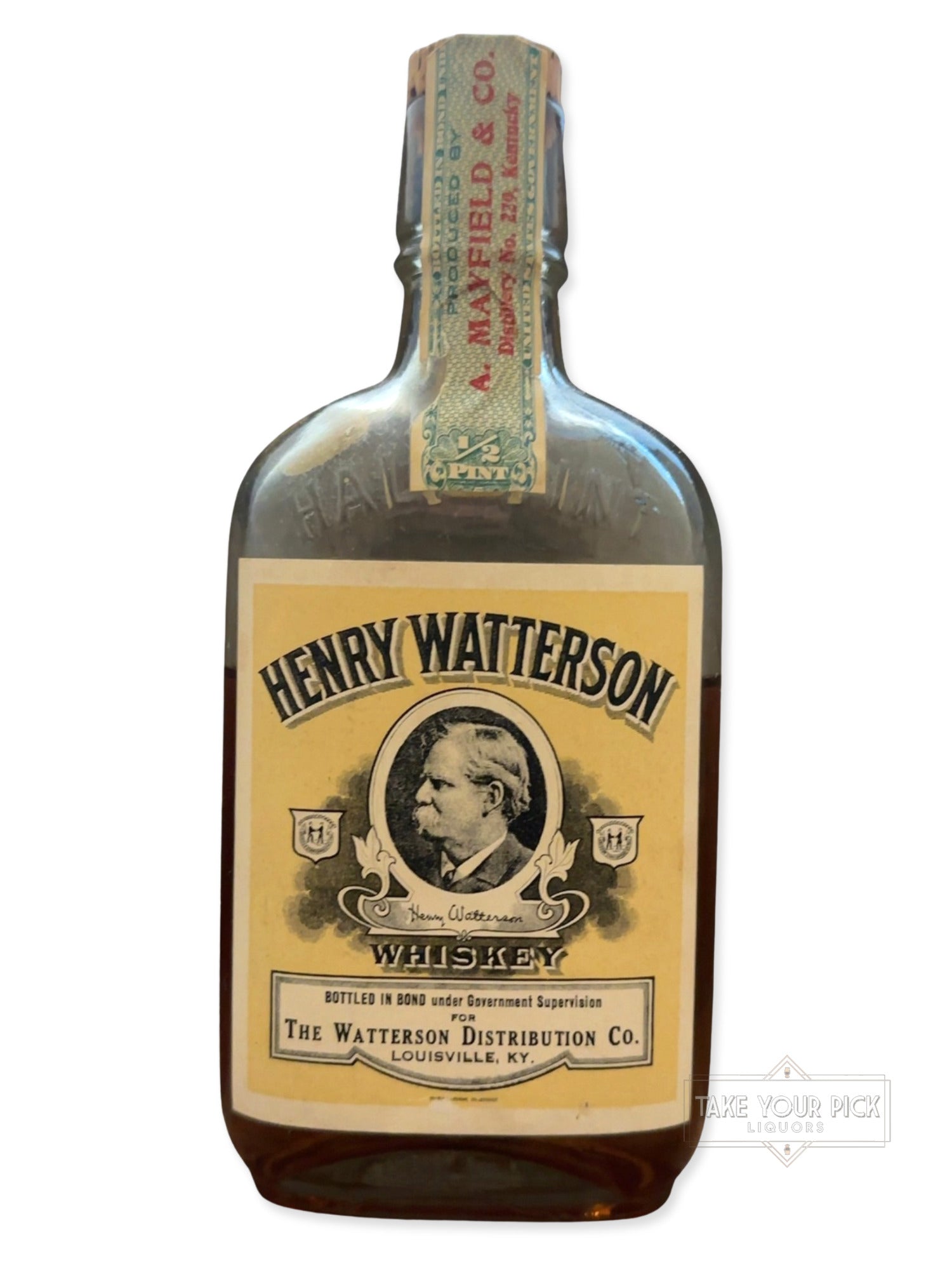 1924 A. Mayfield & Co. Henry Watterson Whiskey 100 Proof