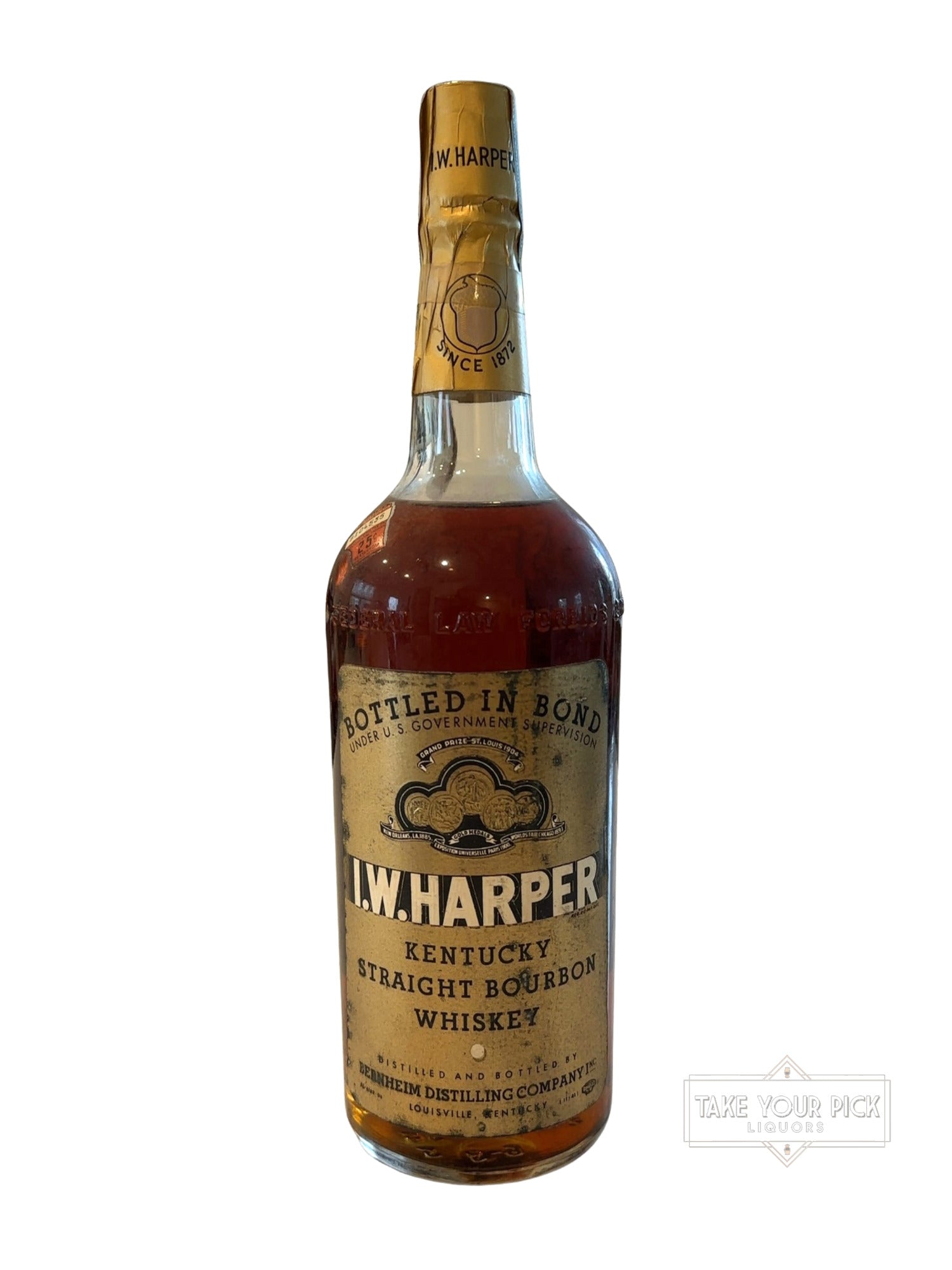 1943 Bernheim Distilling I.W. Harper Kentucky Straight Bourbon Whiskey 100 Proof 1.0 Quart 100 Proof 1000ml