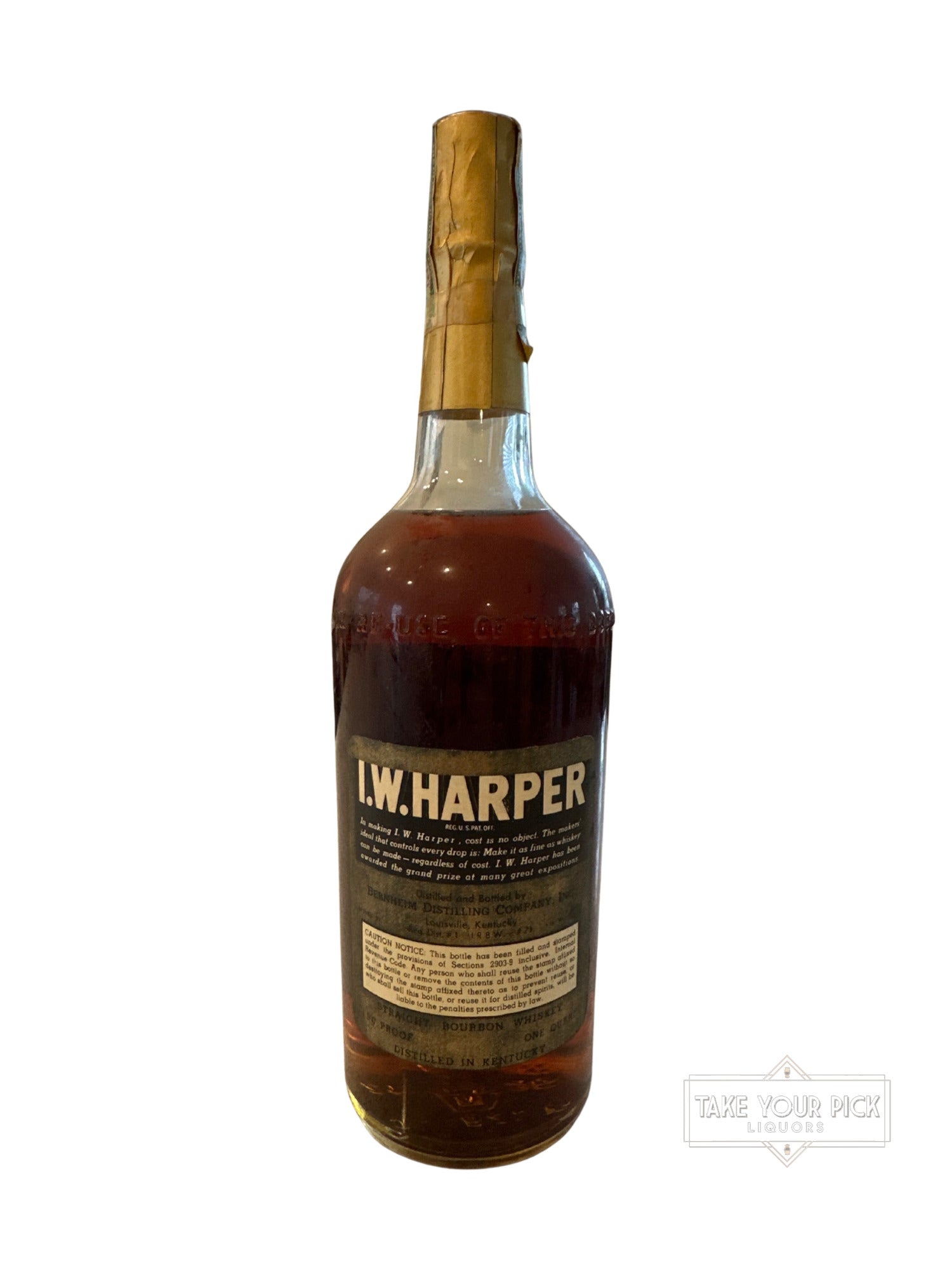 1943 Bernheim Distilling I.W. Harper Kentucky Straight Bourbon Whiskey 100 Proof 1.0 Quart 100 Proof 1000ml
